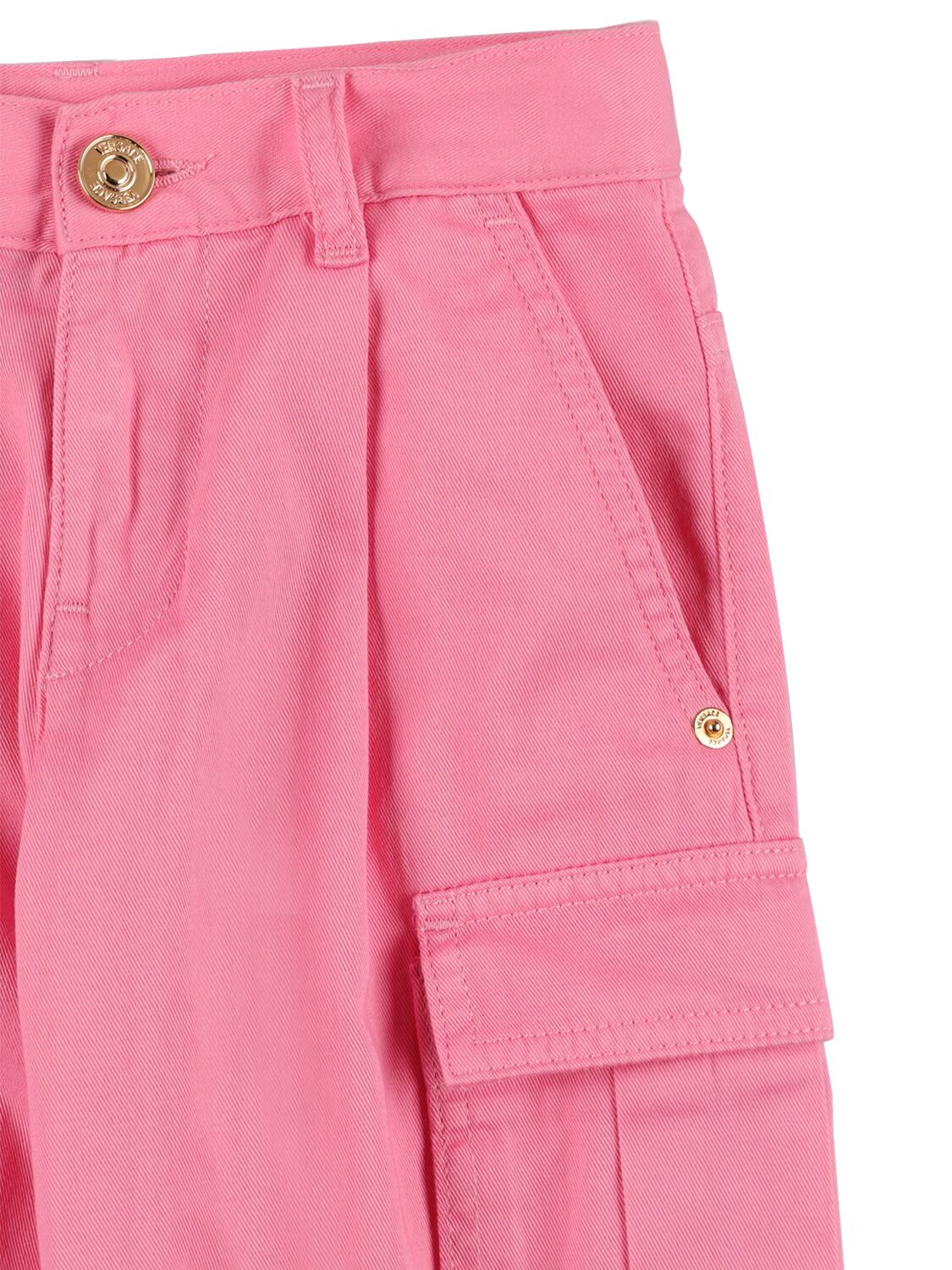 Shop Versace Cotton Gabardine Cargo Pants In Pink
