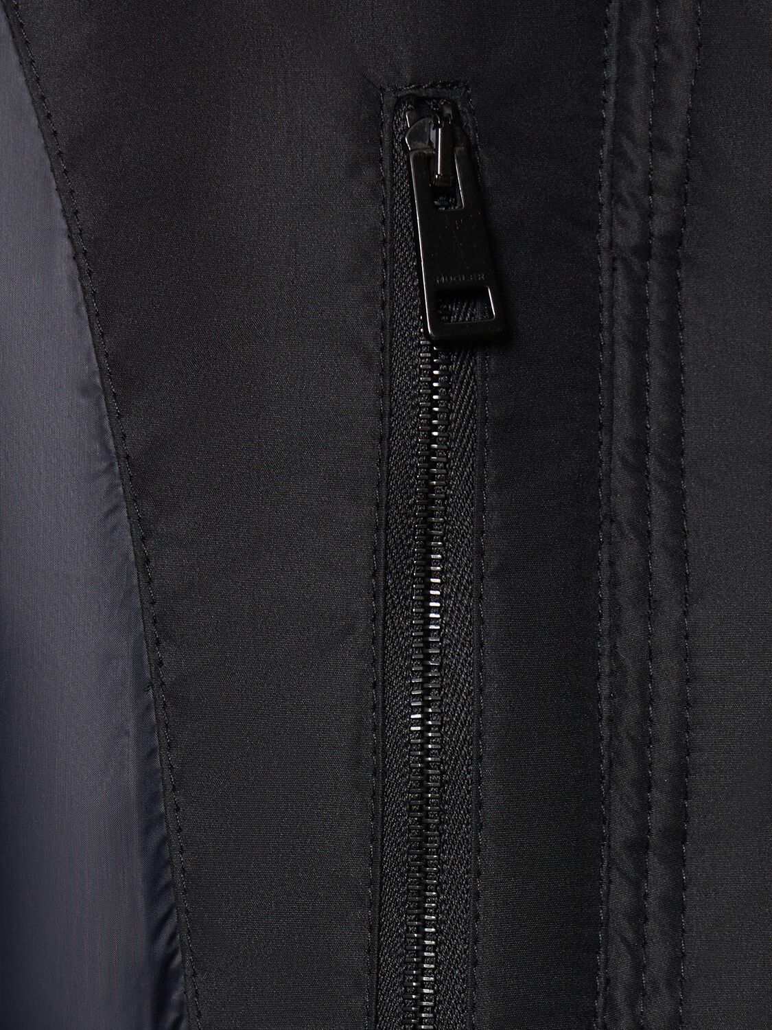 Shop Mugler Logo Short Recycled Poly Puffer Jacket In Black