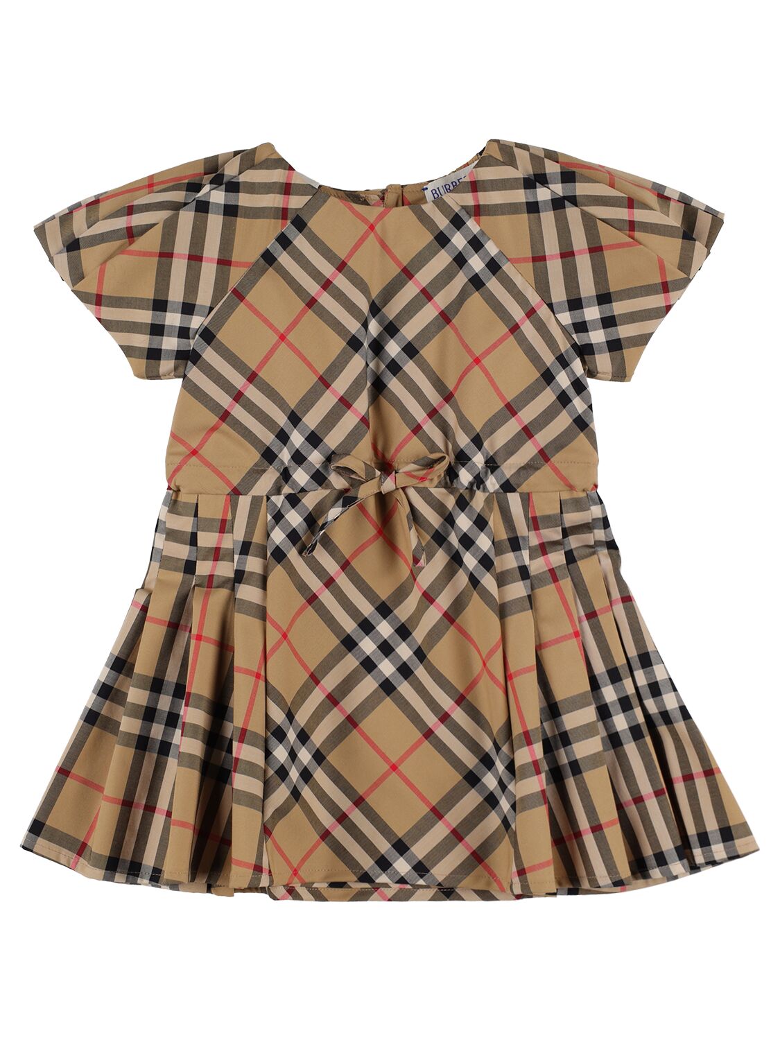 Burberry Kids' Check Print Cotton Blend Dress In Brown