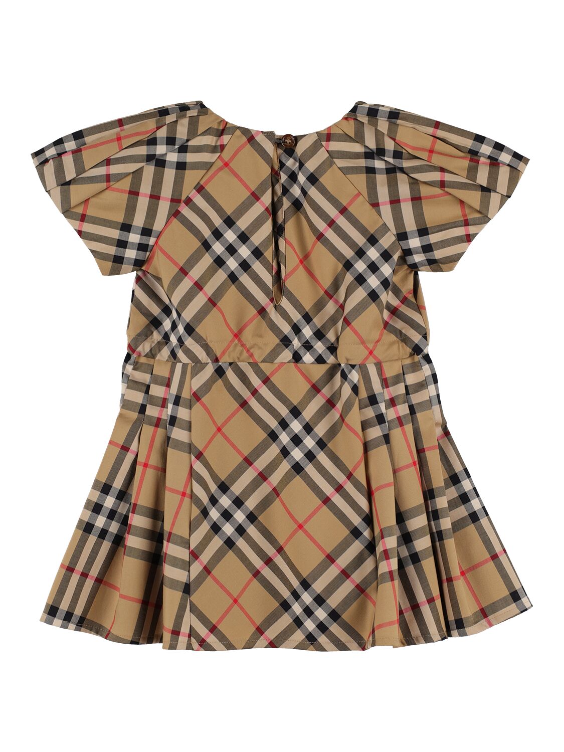 Shop Burberry Check Print Cotton Blend Dress In Beige