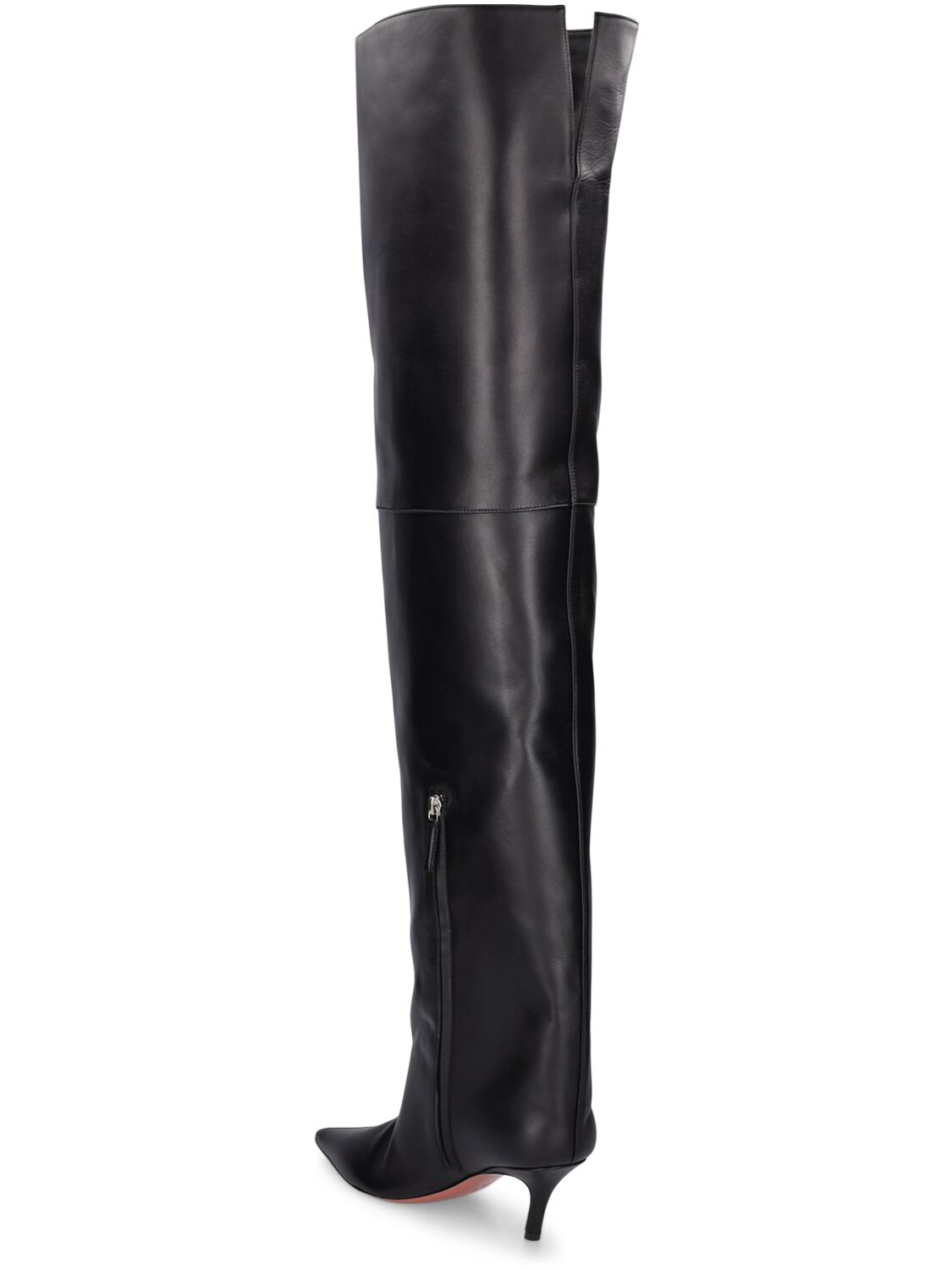 Shop Amina Muaddi 60mm Fiona Nappa Thigh-high Boots In Black