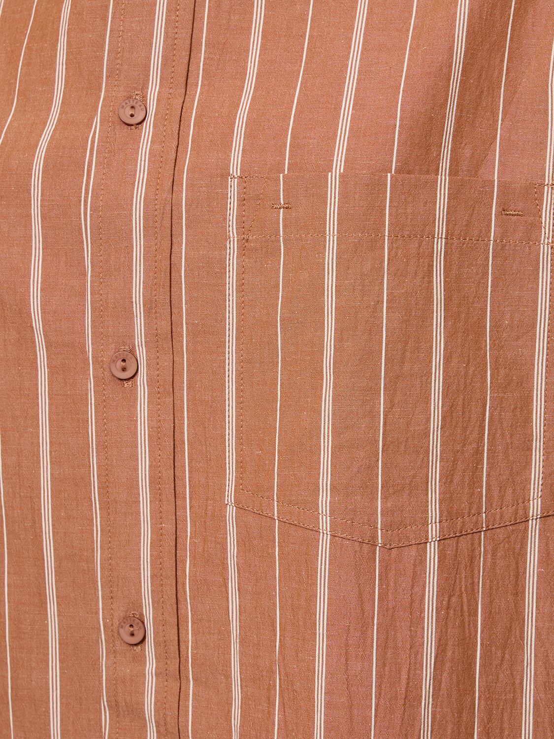 Shop Matteau Striped Cotton & Linen Shirt In Orange,multi