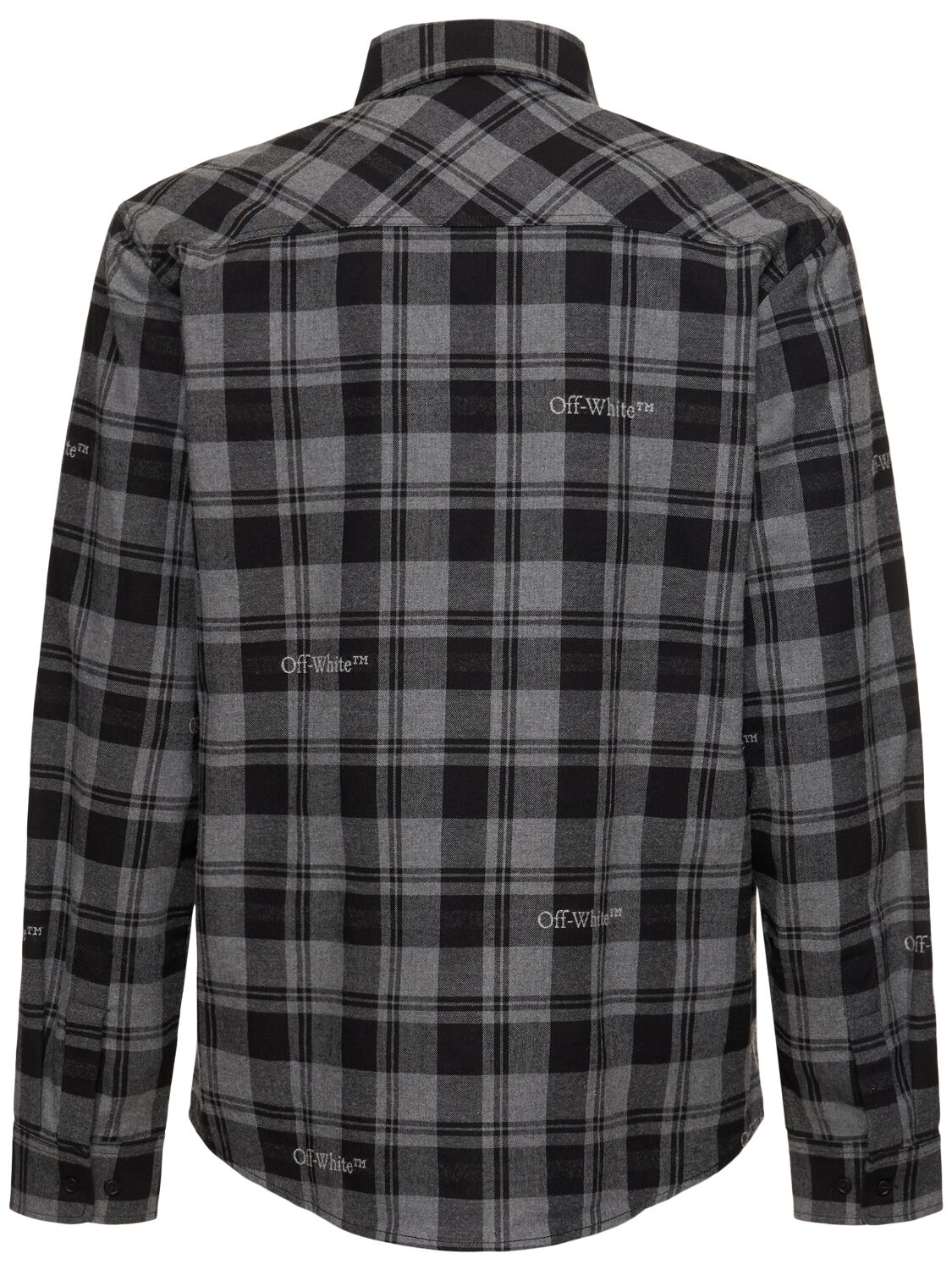 Shop Off-white Check Cotton Flannel Shirt In Dark Grey