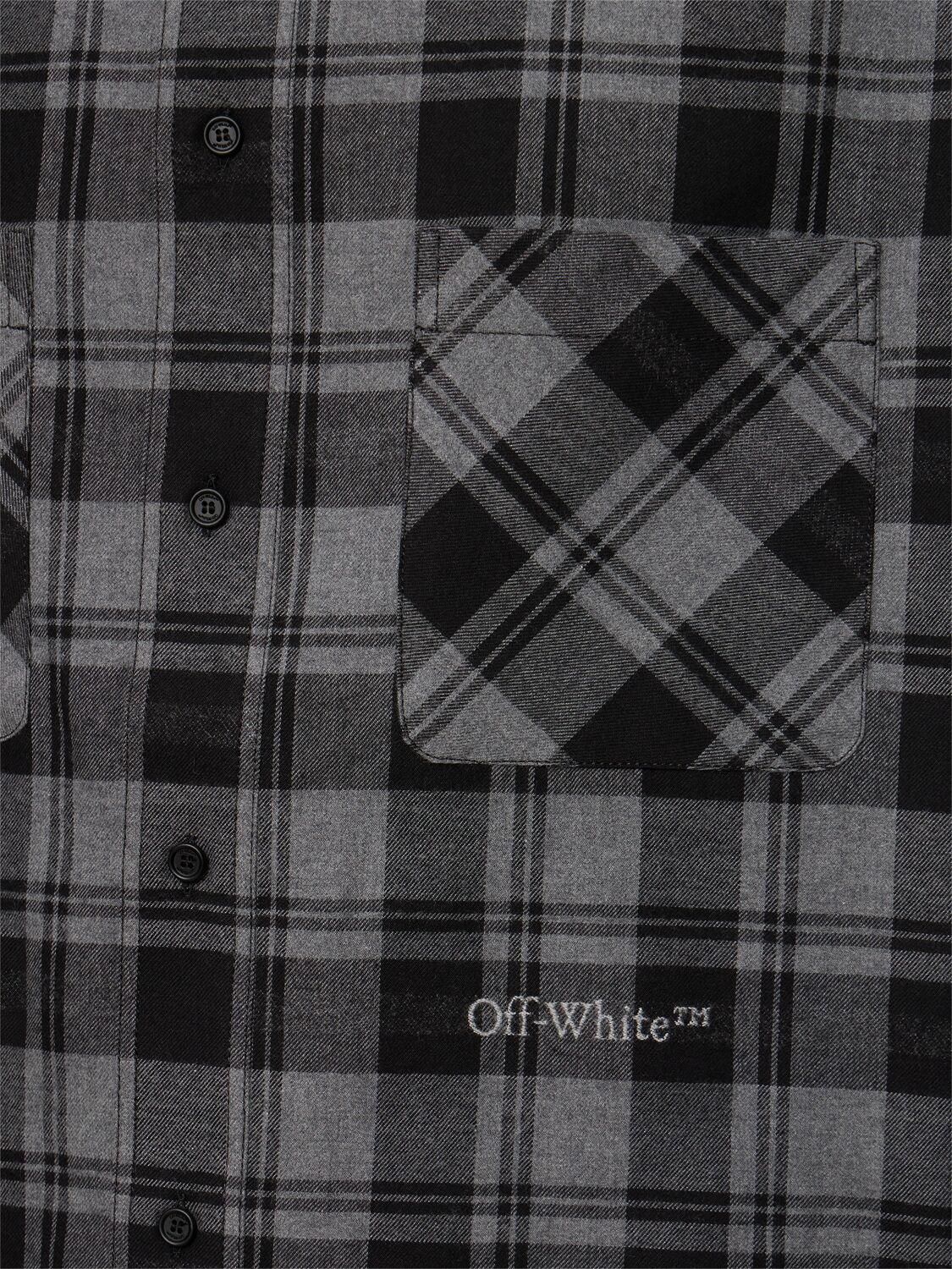 Shop Off-white Check Cotton Flannel Shirt In Dark Grey