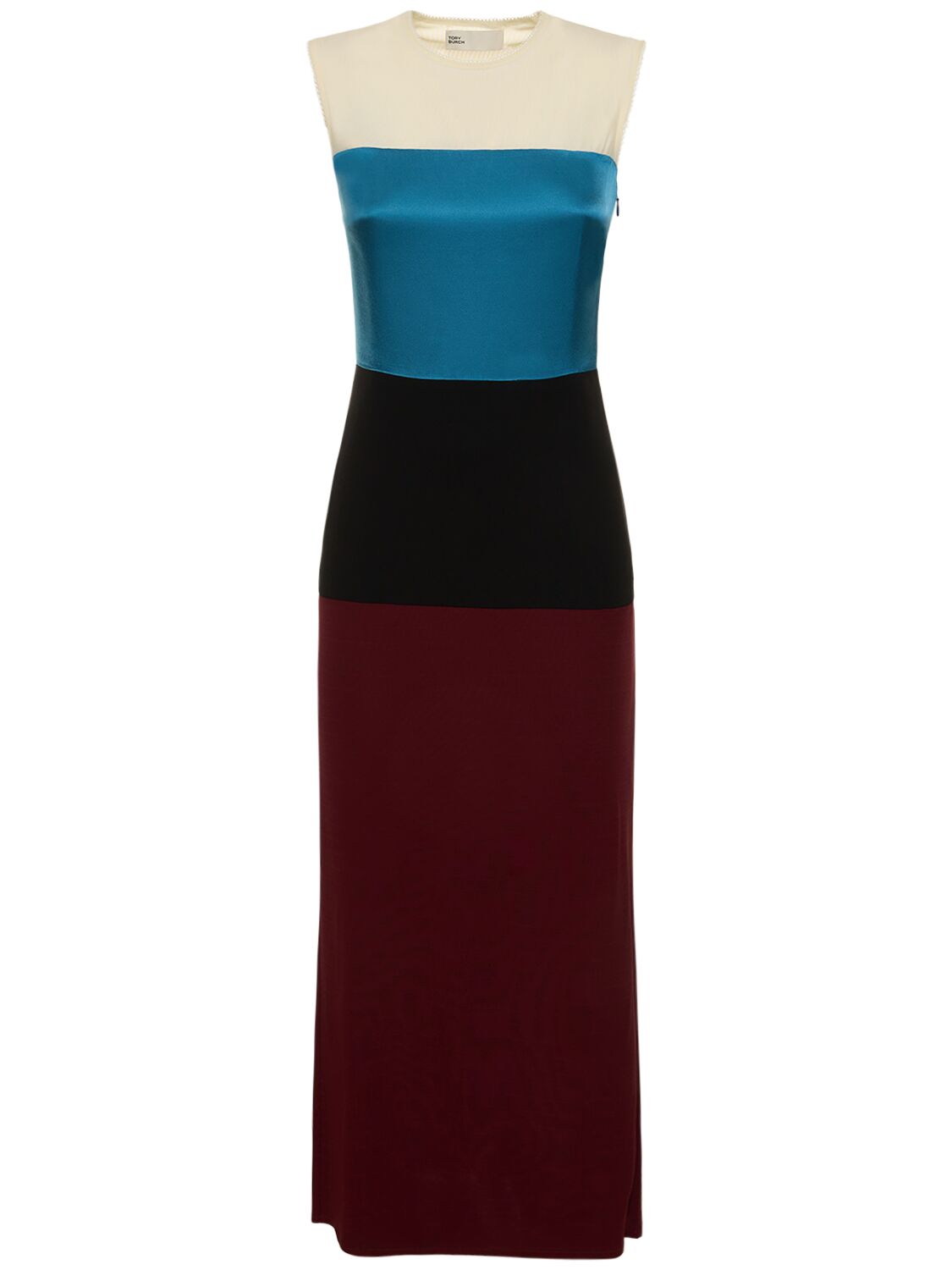 Shop Tory Burch Colorblock Wool Midi Dress In Black