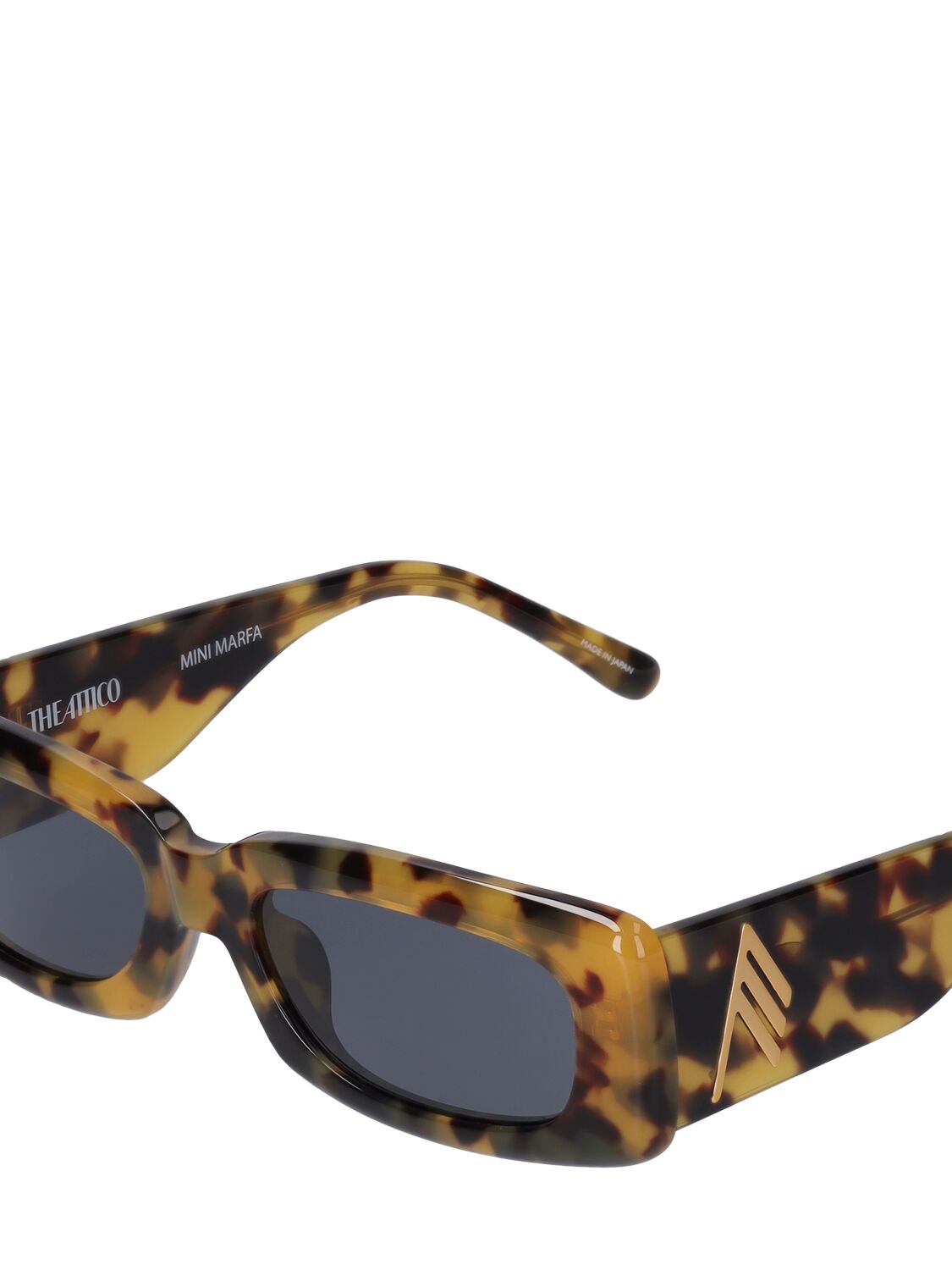 Shop Attico Mini Marfa Squared Acetate Sunglasses In T-shell,blue