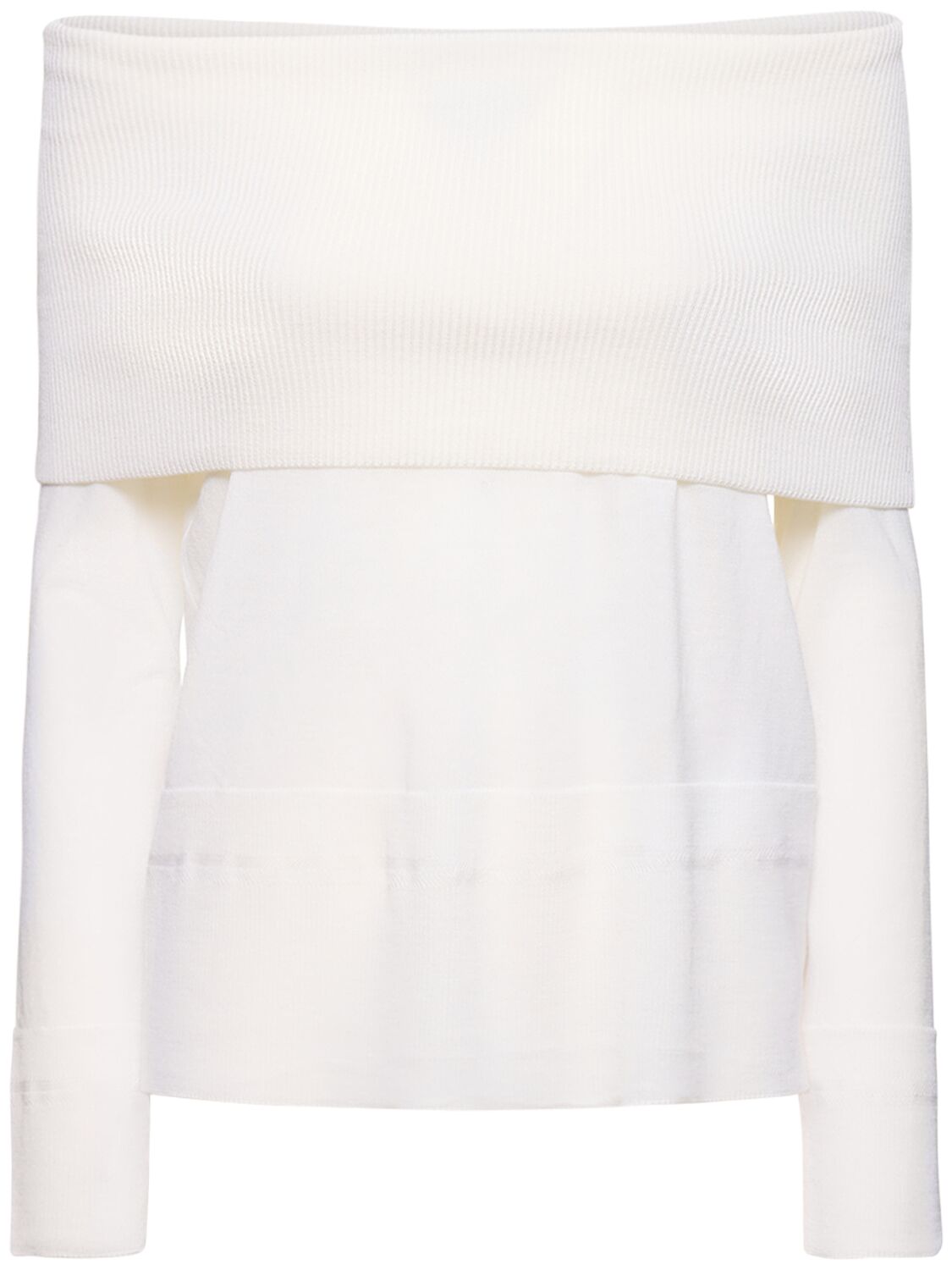 Max Mara Tiglio Wool Knit Long Sleeve Top In White
