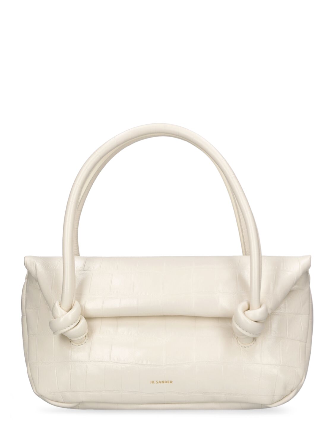 Jil Sander Small Knot Leather Top Handle Bag In Eggshell
