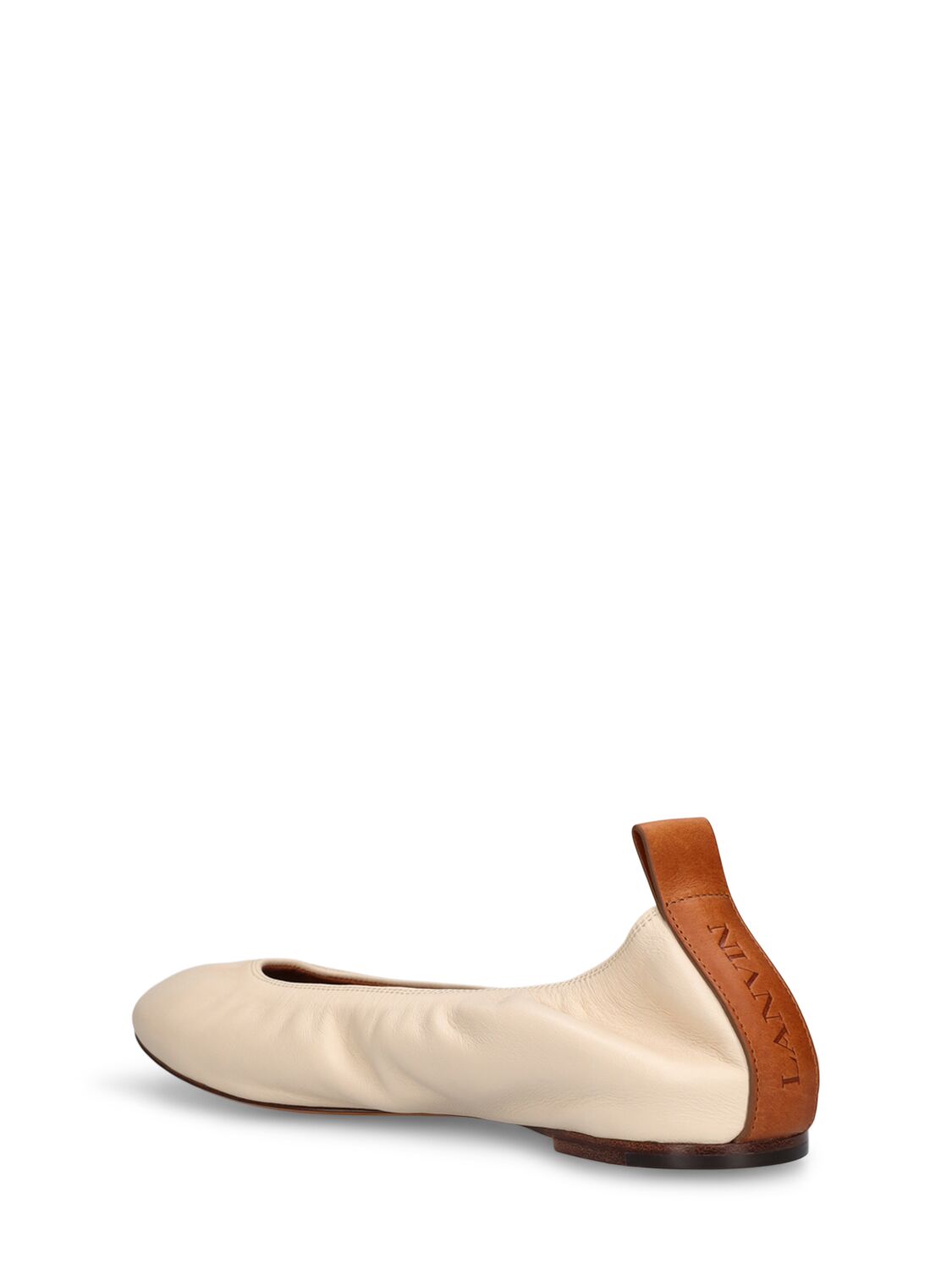 Shop Lanvin 5mm Leather Ballerina Flats In Nude