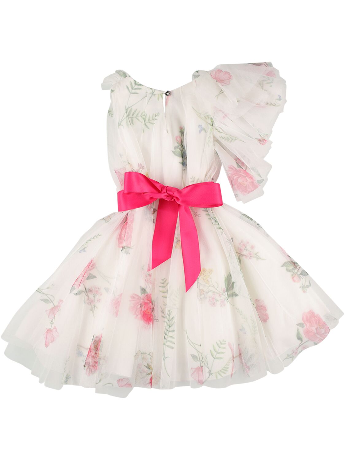 MONNALISA PRINTED TULLE DRESS W/BELT 