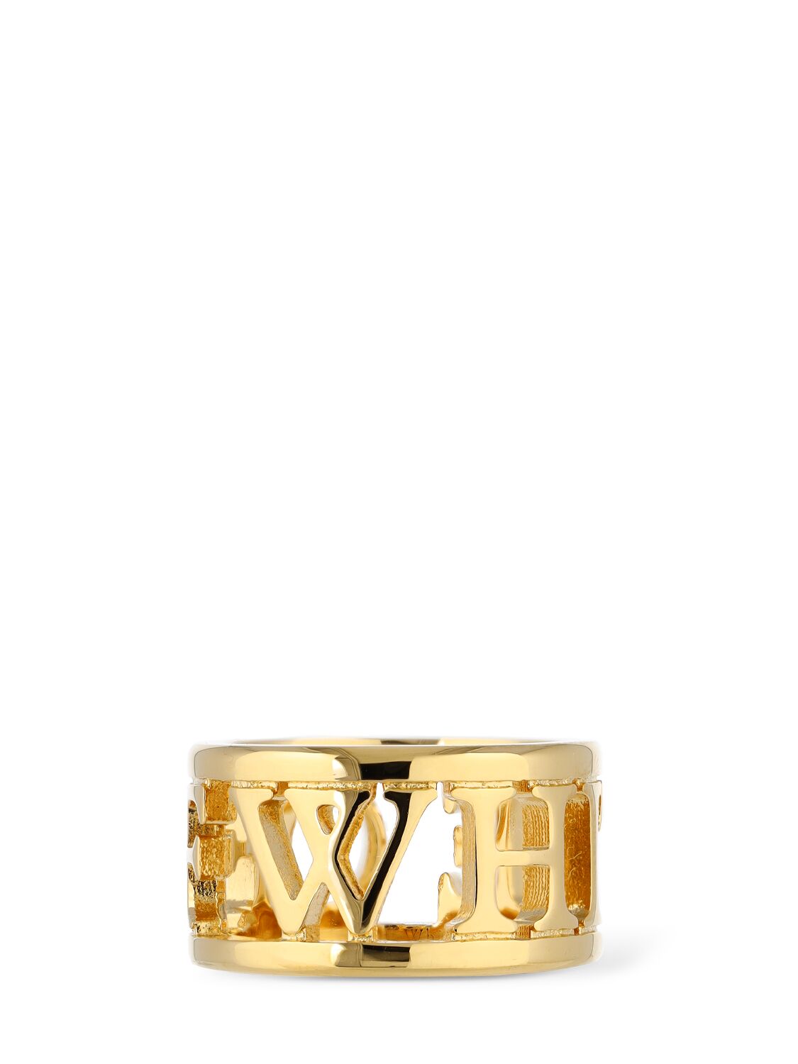 Shop Off-white Logo Brass Ring In Gold