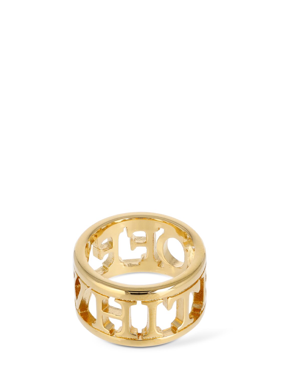 Shop Off-white Logo Brass Ring In Gold
