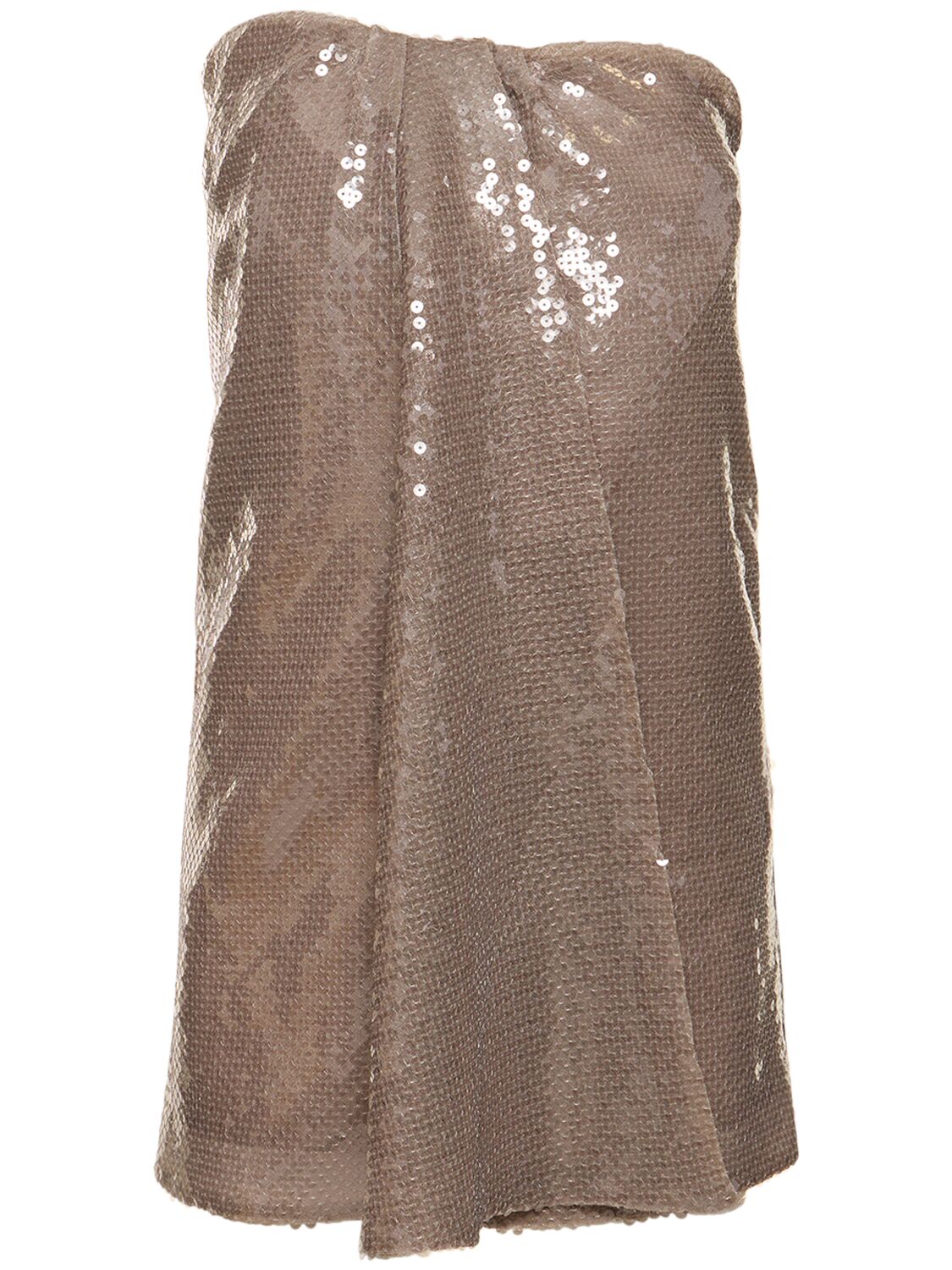 16arlington Mirai Sequined Strapless Mini Dress In Taupe