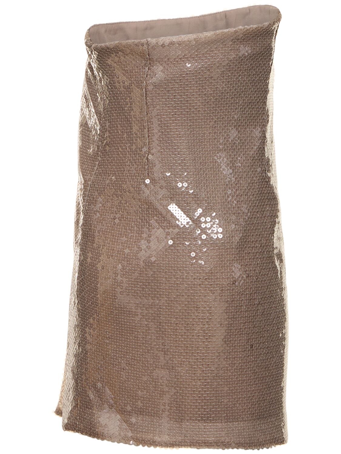 Shop 16arlington Mirai Sequined Strapless Mini Dress In Taupe