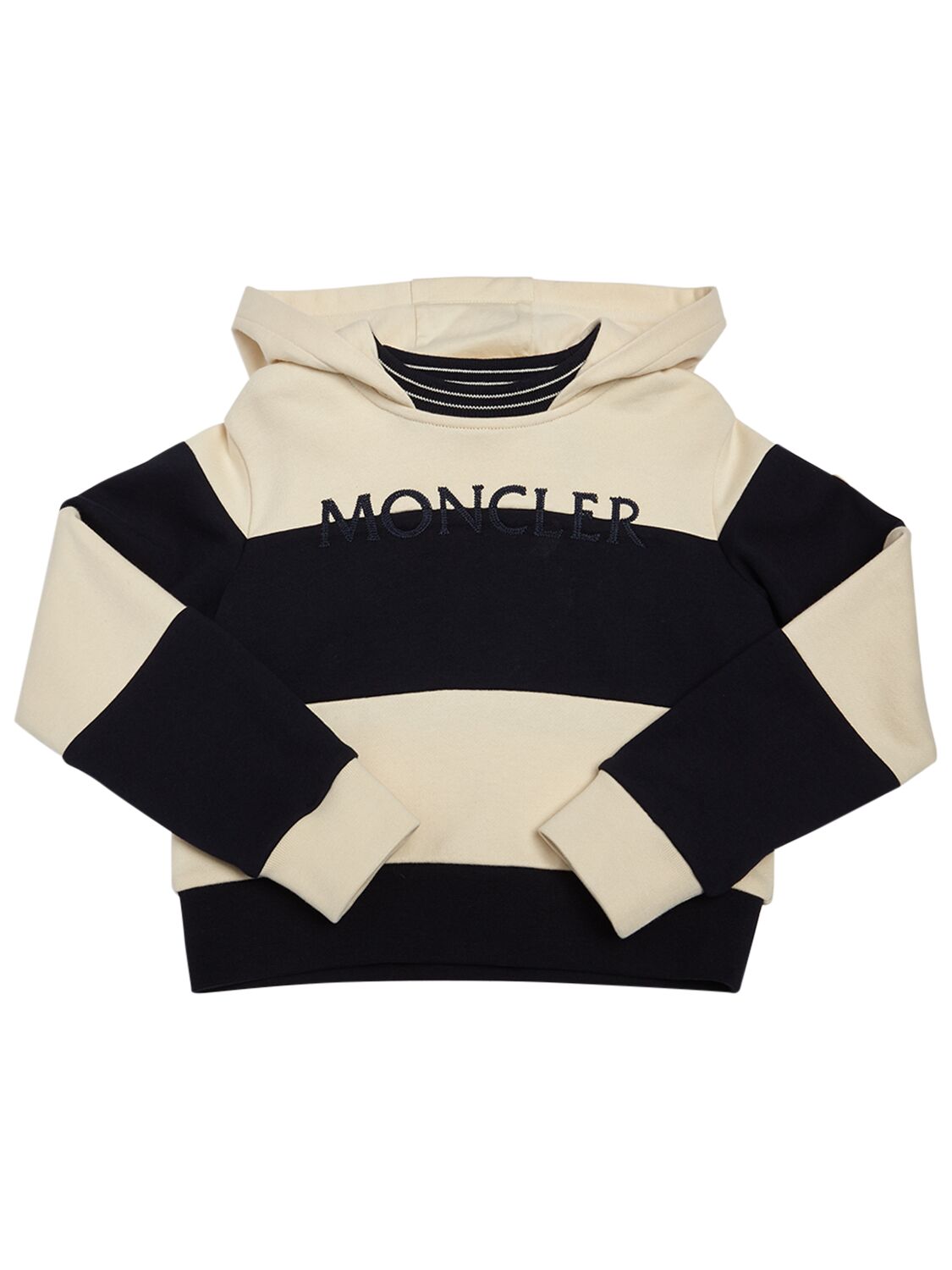 Image of Striped Logo Cotton Hoodie
