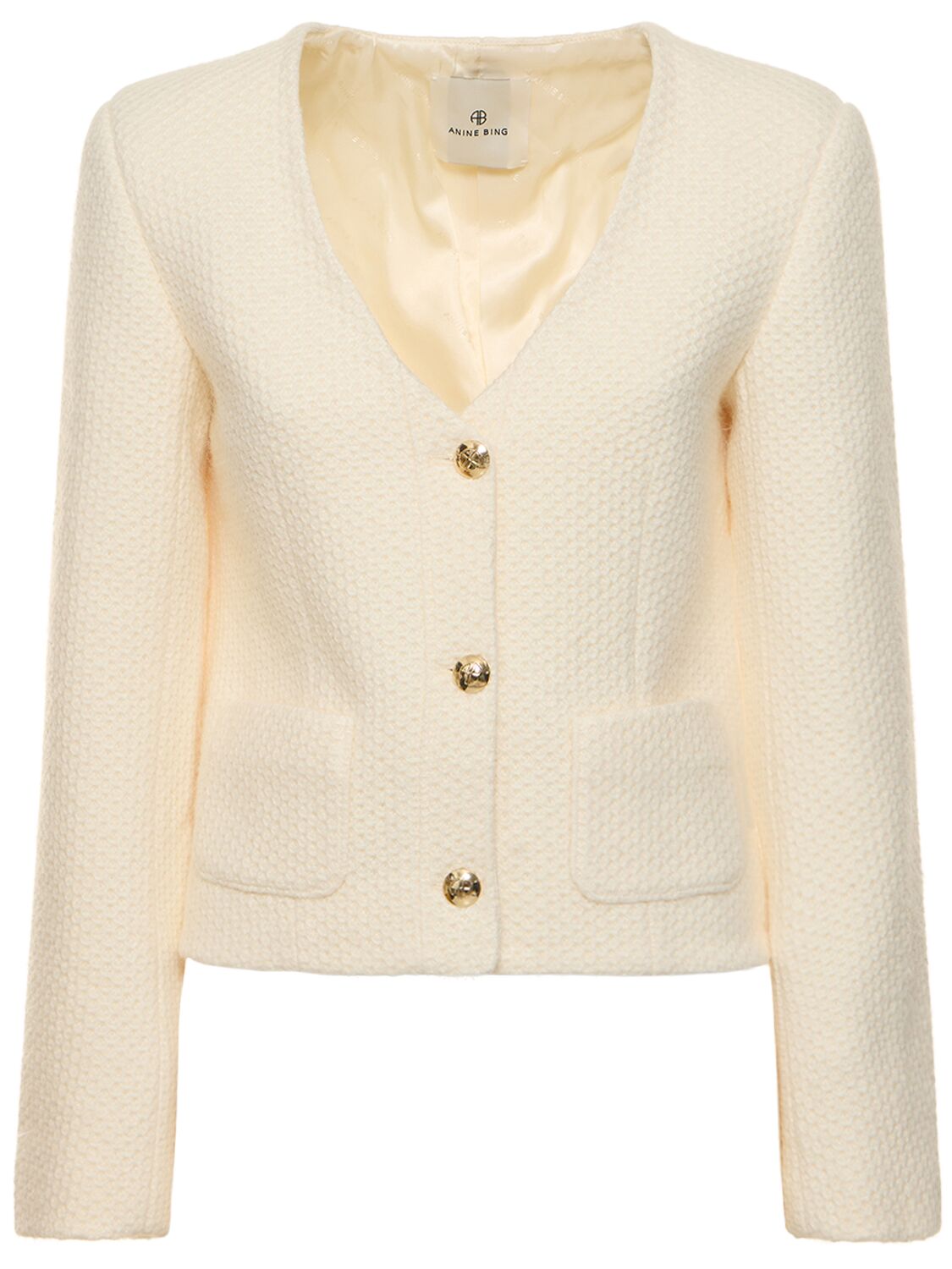 Shop Anine Bing Anitta Woven Tech Jacket In White