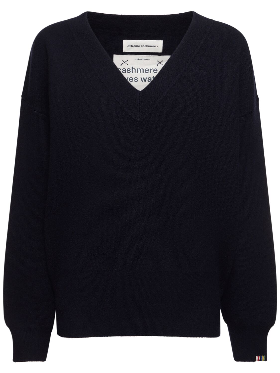 Extreme Cashmere V Neck Cashmere Sweater In Navy
