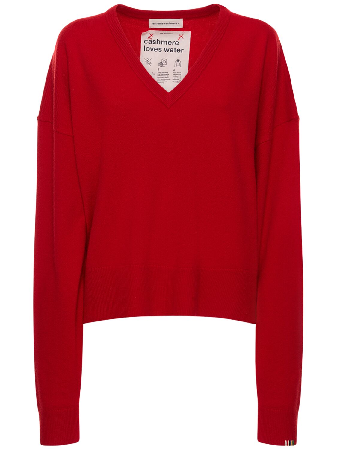 Extreme Cashmere Clash Cashmere Blend V Neck Sweater In Red