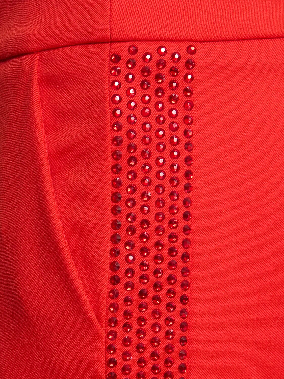 Shop Area Embellished Wool Pants In Red