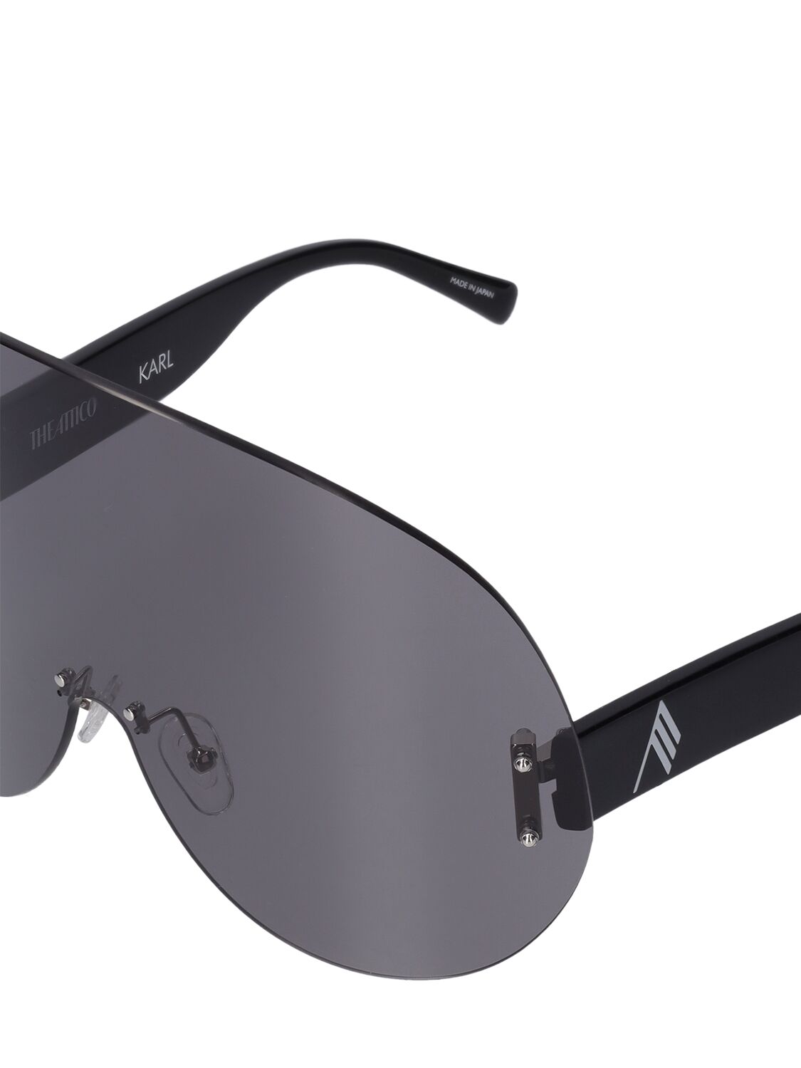 Shop Attico Karl Oversize Mask Acetate Sunglasses In Black