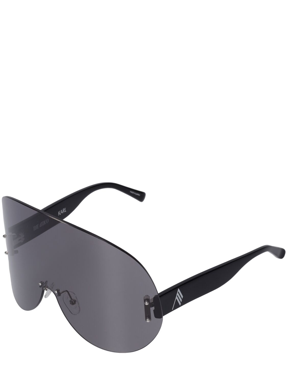 Shop Attico Karl Oversize Mask Acetate Sunglasses In Black
