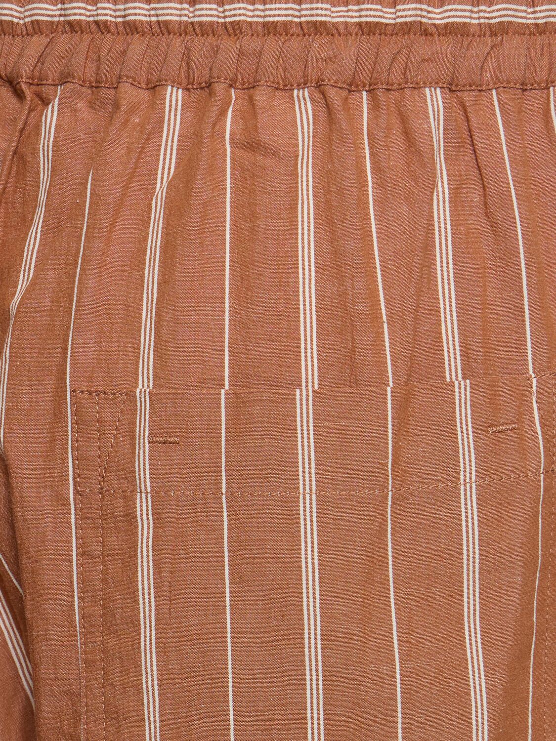 Shop Matteau Striped Cotton & Linen Pants In Orange,multi