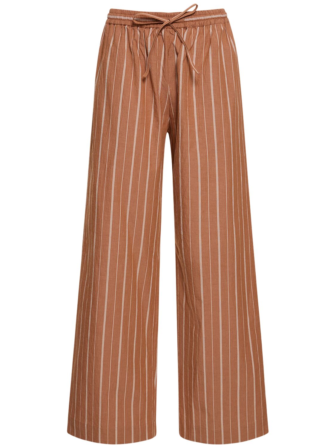 Image of Striped Cotton & Linen Pants