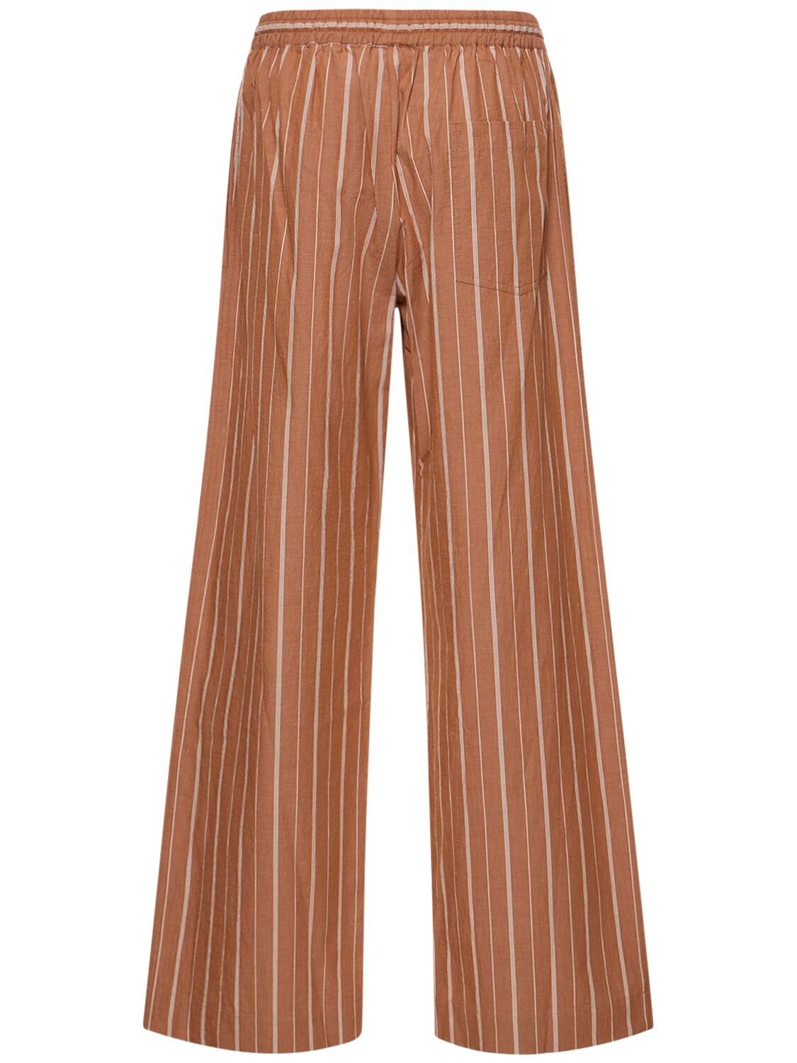 Shop Matteau Striped Cotton & Linen Pants In Orange,multi
