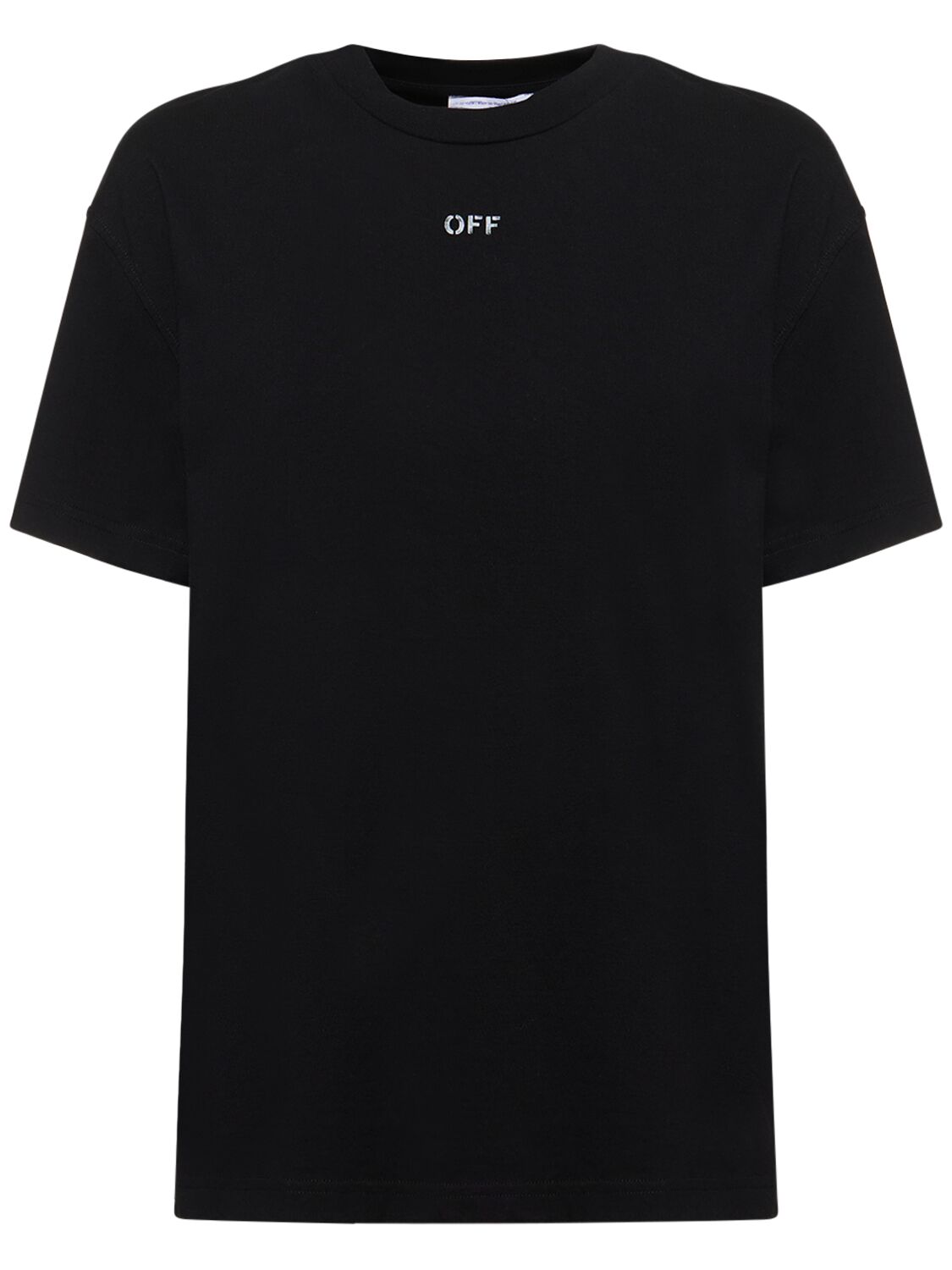 Off-white Diag Embroidered Cotton T-shirt In Black
