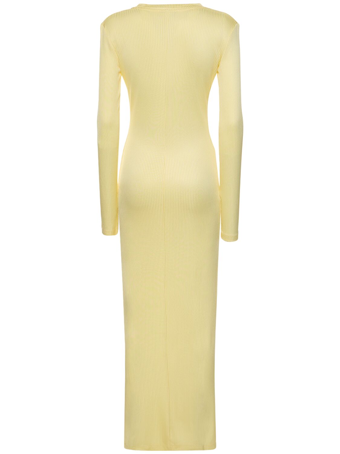 Shop Area Viscose V Neck Long Dress W/ Star Stud In Cream Yellow
