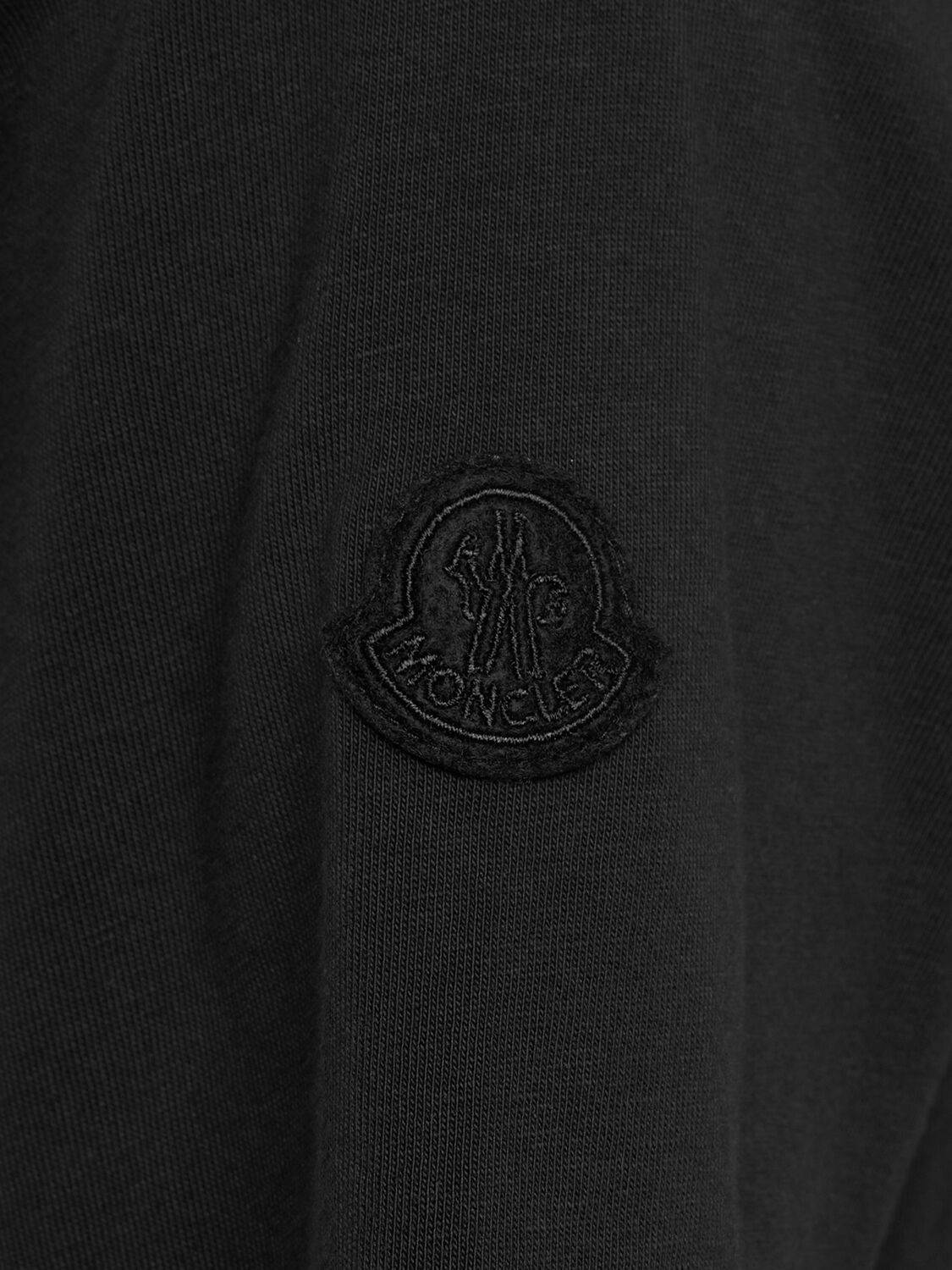 Shop Moncler Running Logo Cotton T-shirt In Smoky Black