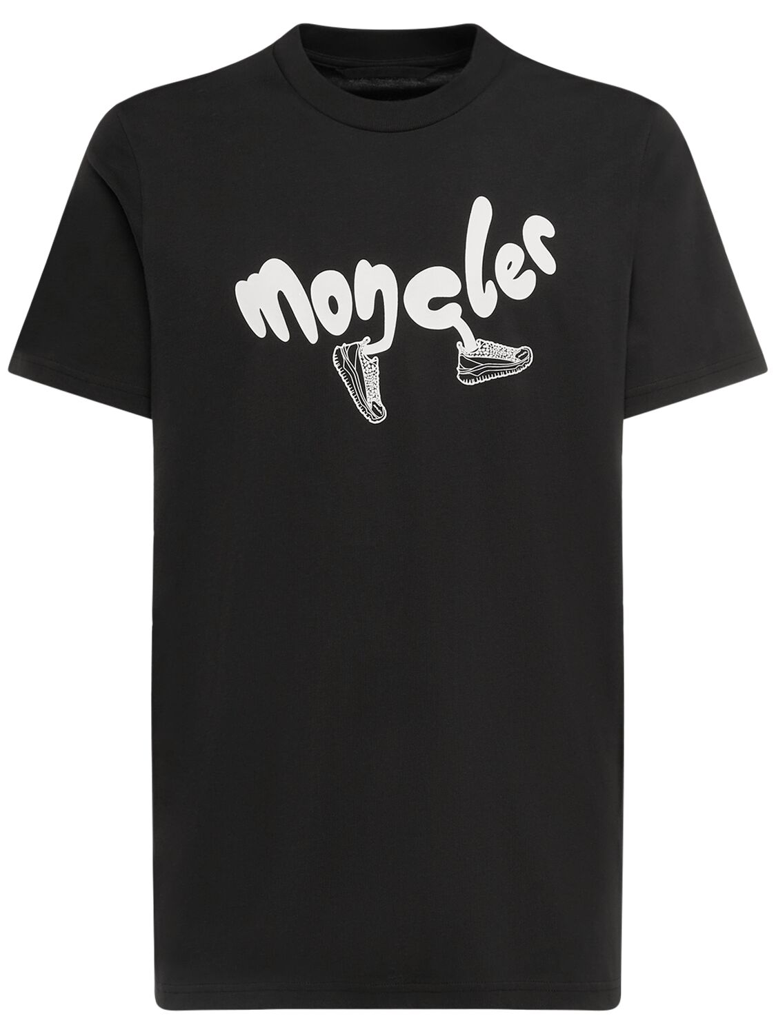 Moncler Running Logo Cotton T-shirt In Smoky Black