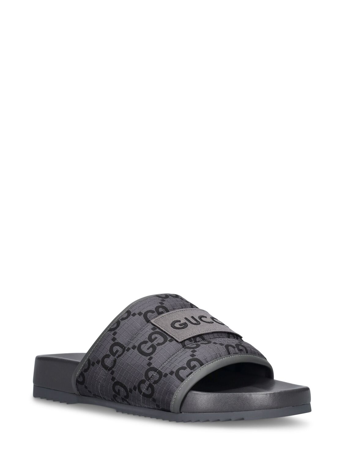 Shop Gucci Gg Sideline Ripstop Tech Slides In Black,grey