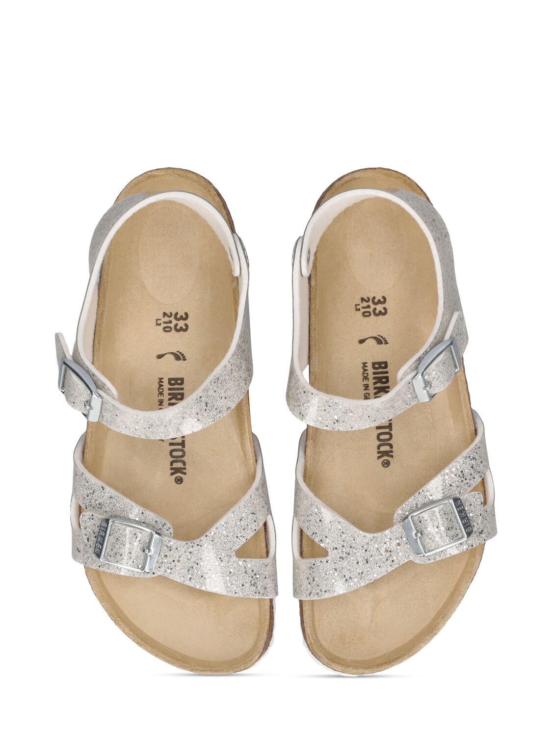 Shop Birkenstock Glittered Rio Faux Leather Sandals In White