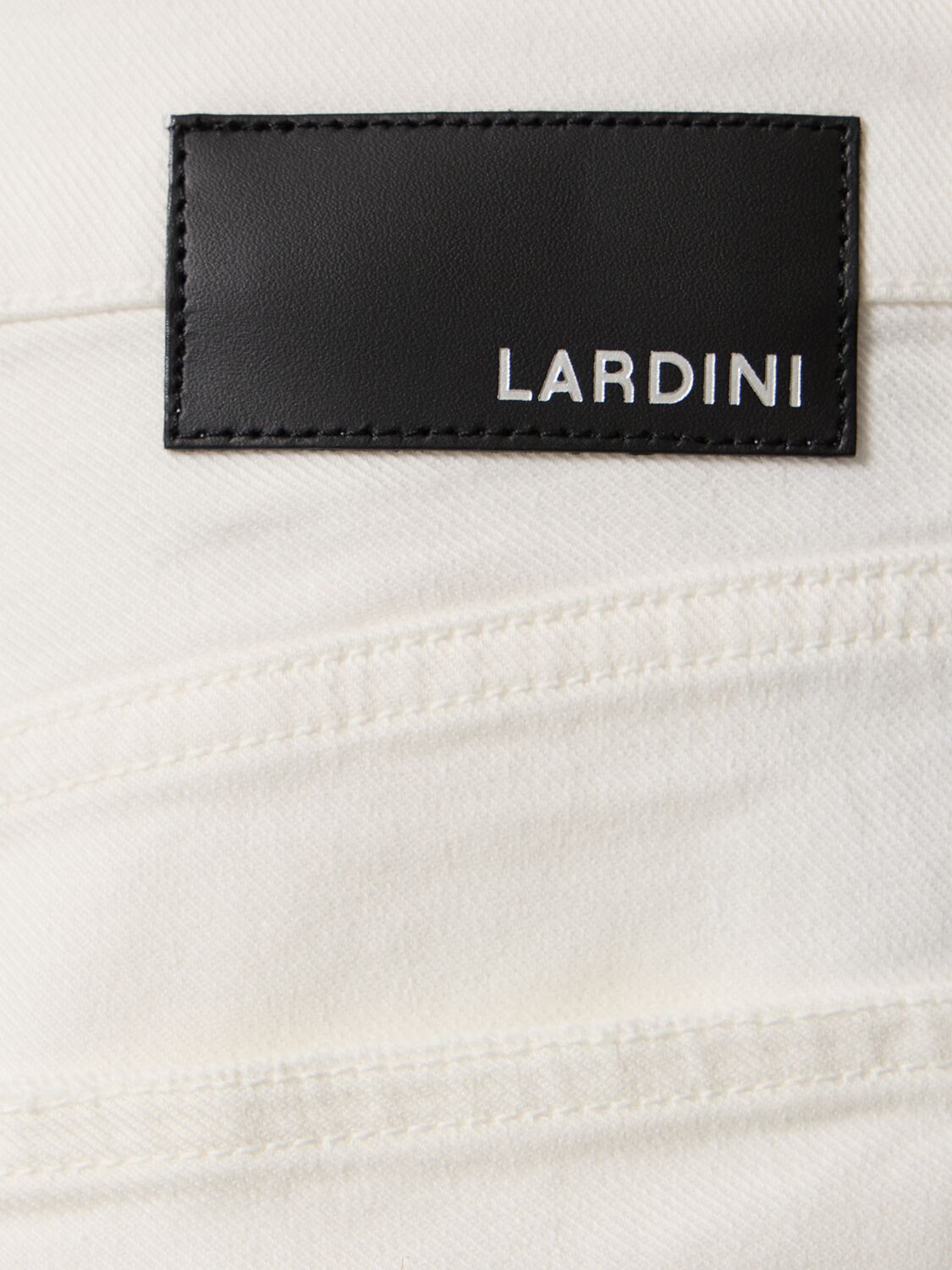 Shop Lardini Stretch Cotton Denim Jeans In White