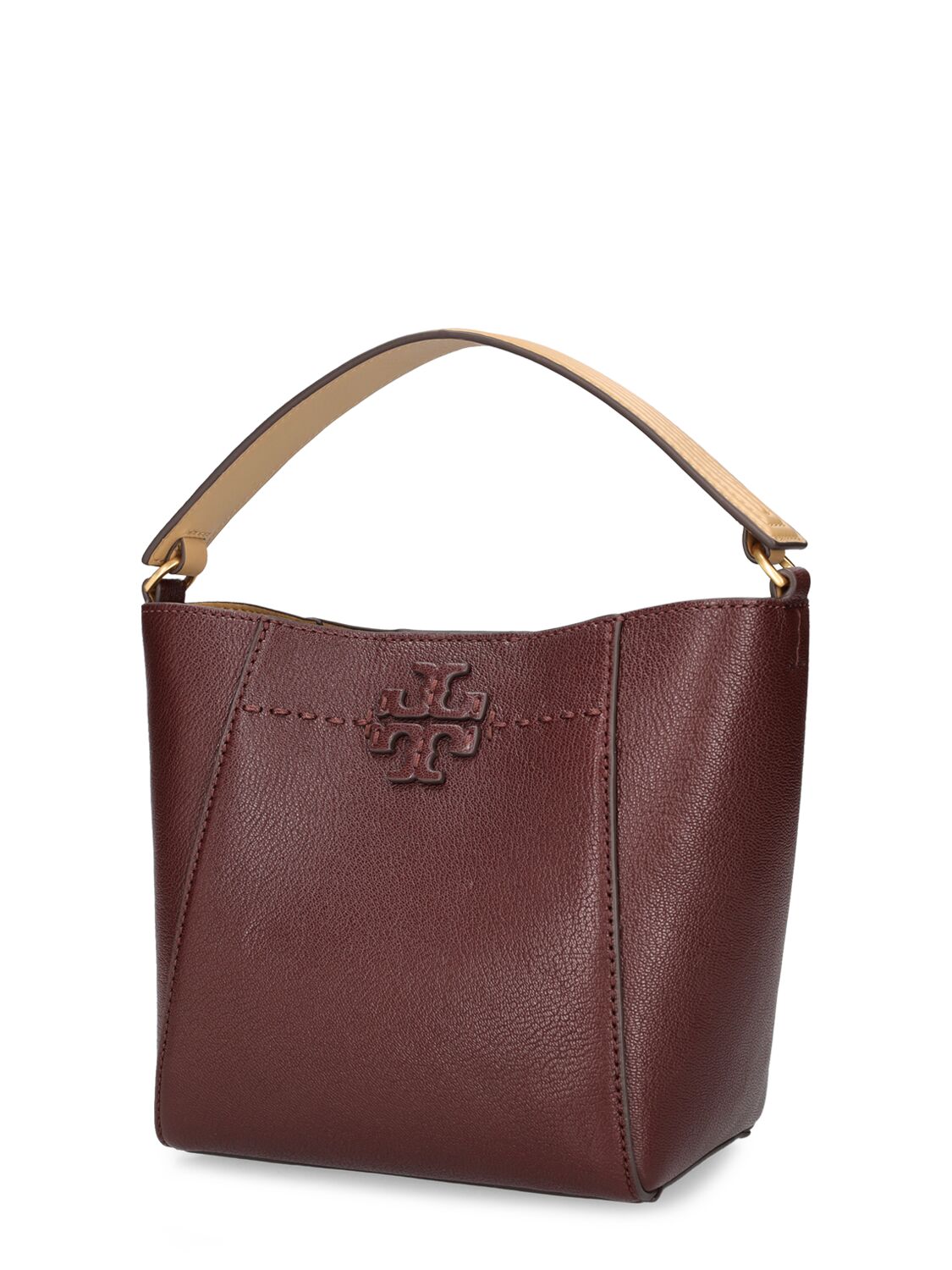 Shop Tory Burch Small Mcgraw Textured Leather Bucket Bag In Bordeaux