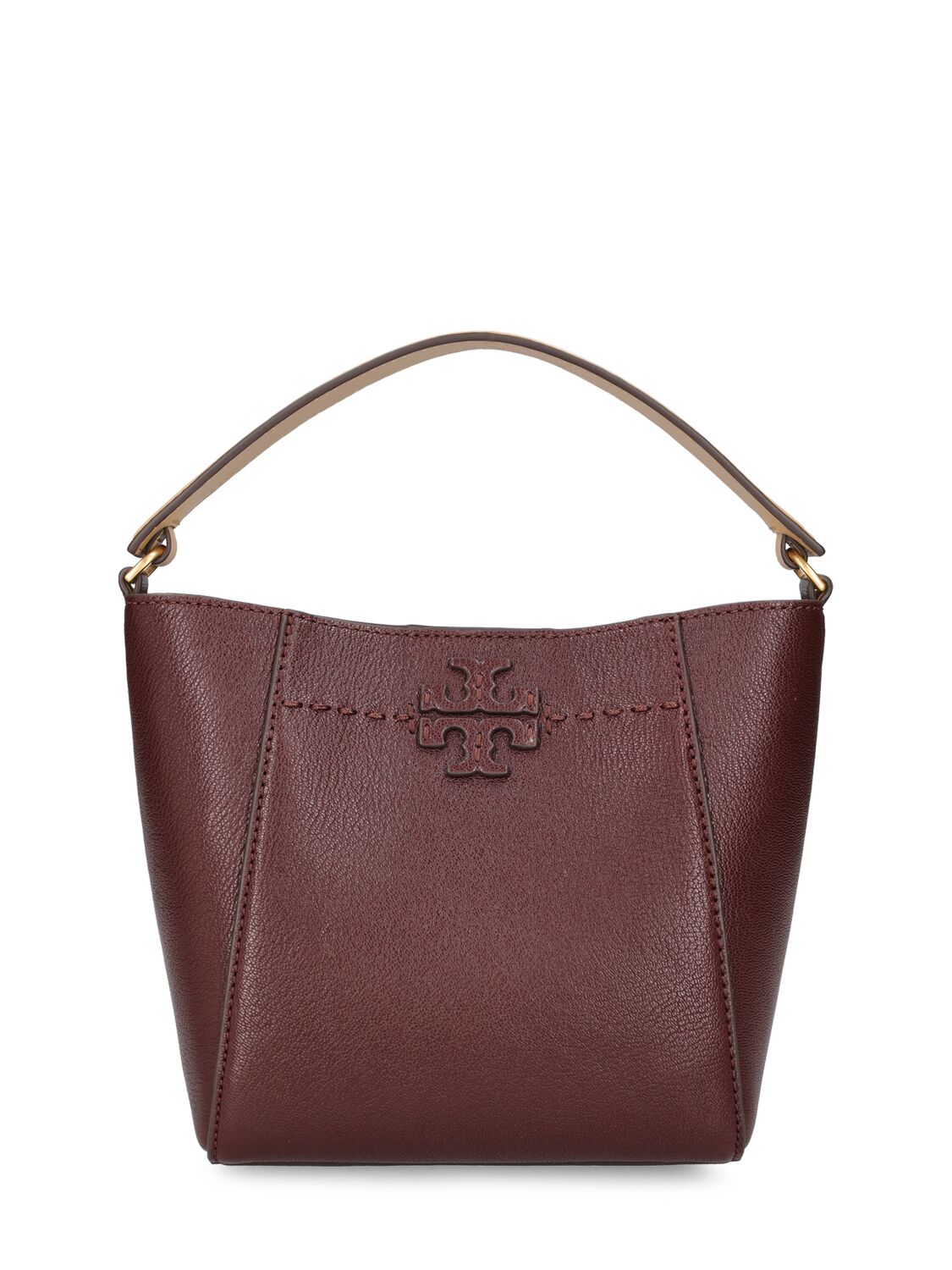 Tory Burch Small Mcgraw Textured Bucket Bag In Bordeaux