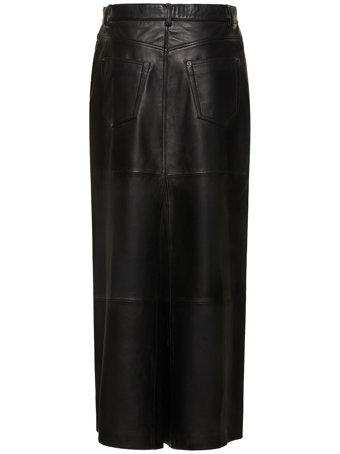 Shop Reformation Veda Tazz Leather Maxi Skirt In Black