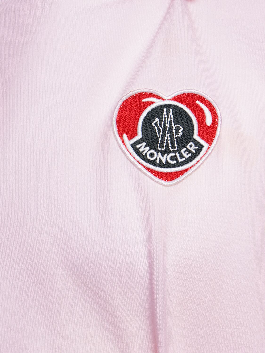 Shop Moncler Heart Logo Cotton T-shirt In Dusty Pink