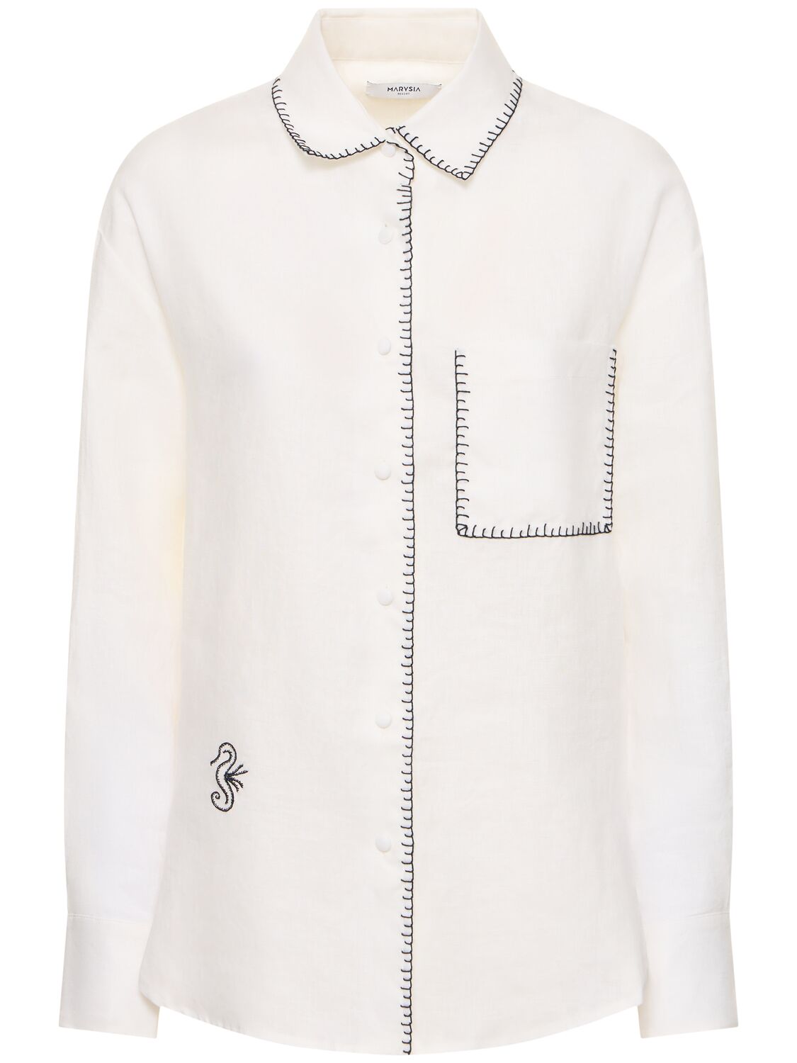 Marysia Wegner Oversized Embroidered-linen Shirt In White