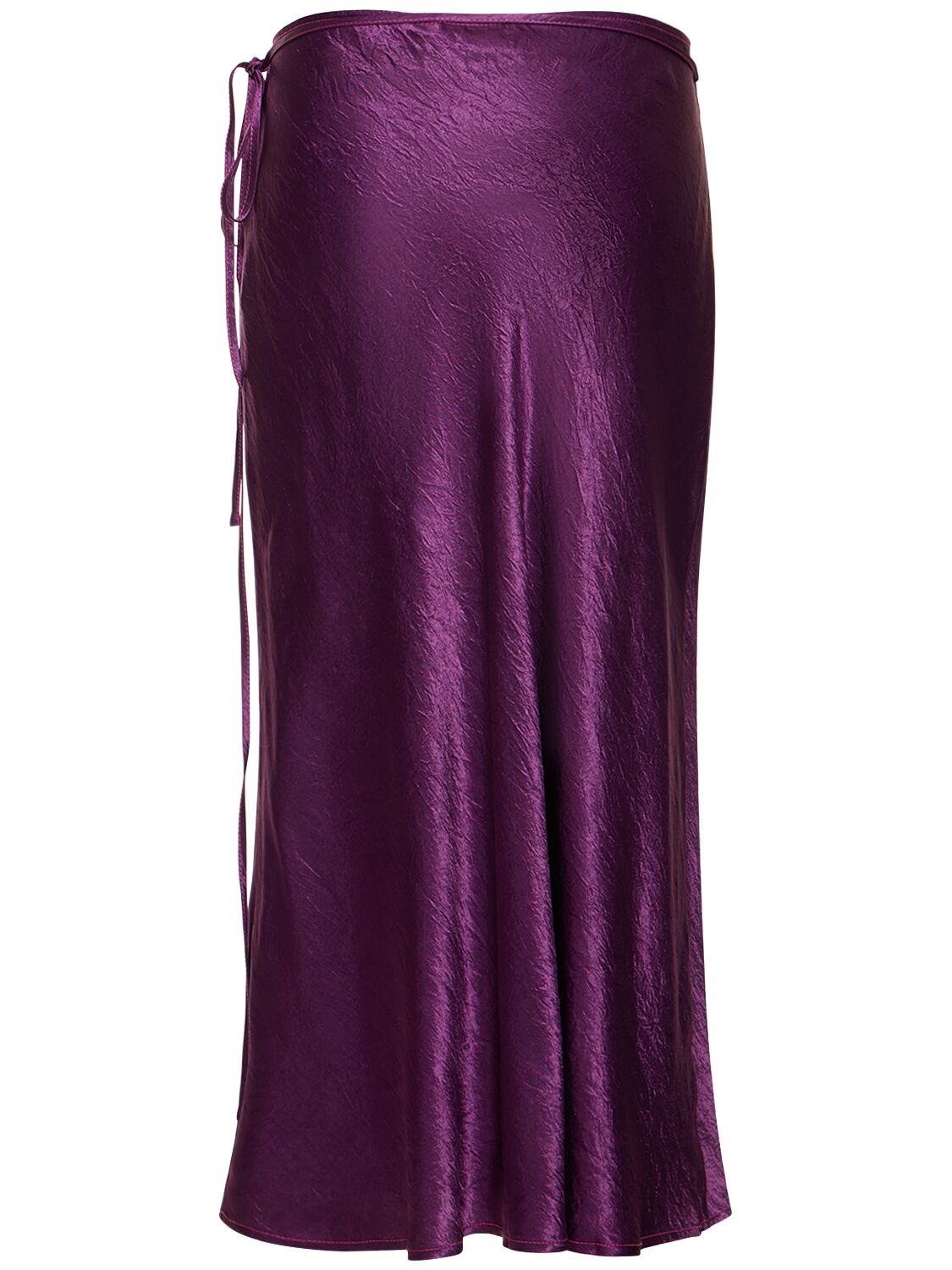 Shop Acne Studios Satin Wraparound Midi Skirt In Purple