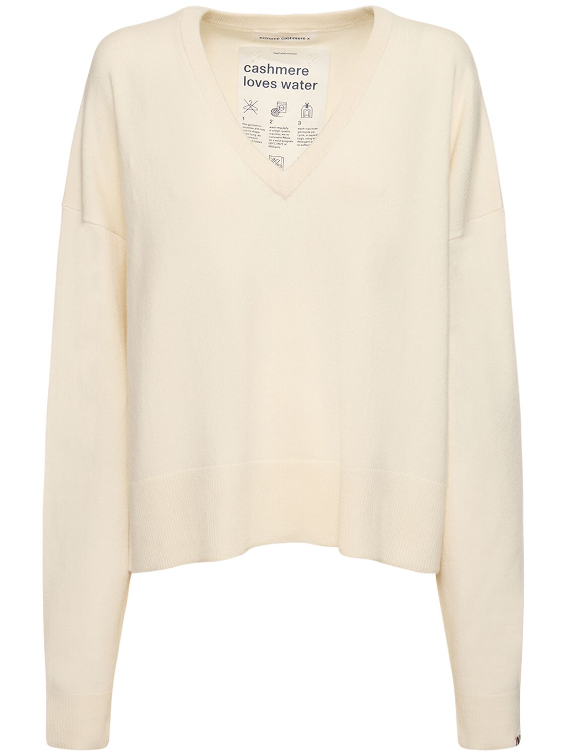 Extreme Cashmere Clash Cashmere Blend V Neck Sweater In White