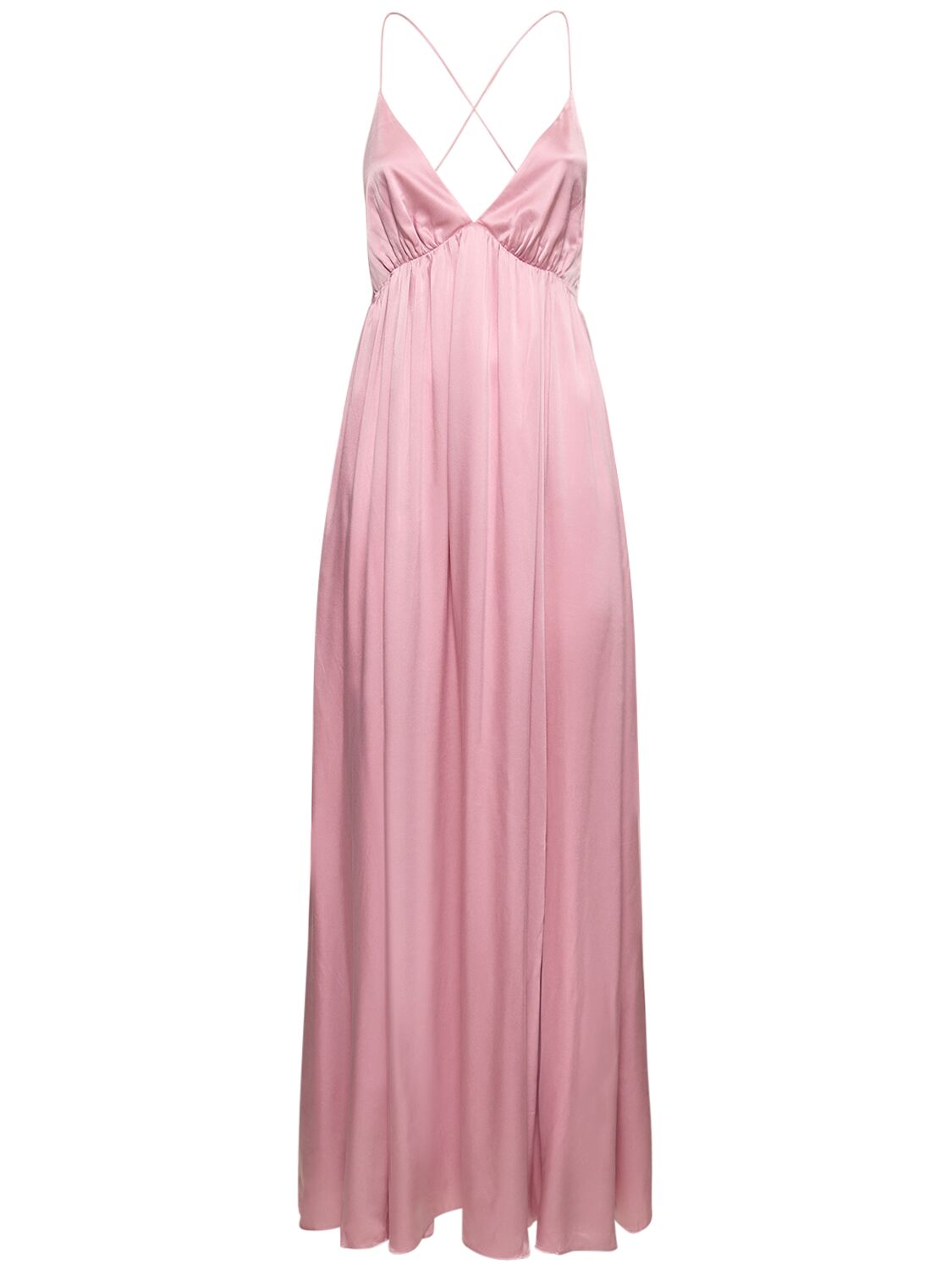 Zimmermann Long Silk Slip Dress In Pink