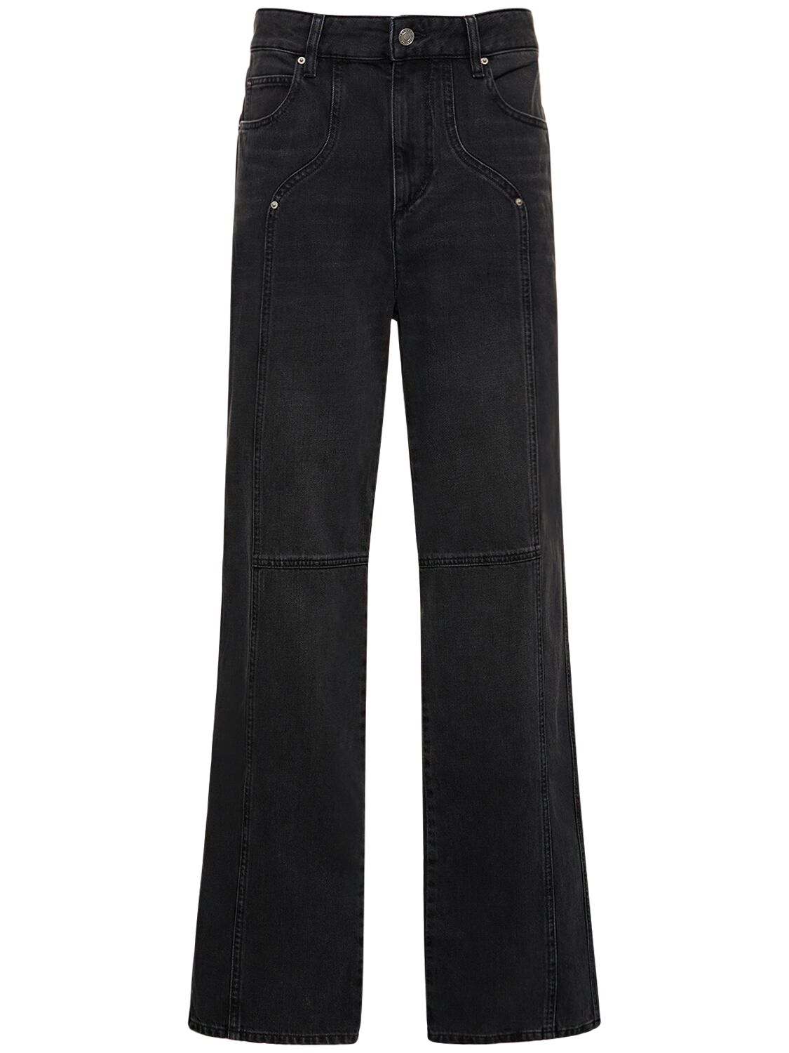 Marant Etoile Valeria Cotton Straight Trousers In Washed Black
