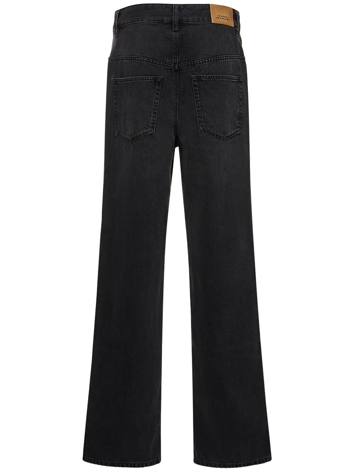 Shop Marant Etoile Valeria Cotton Straight Pants In Washed Black