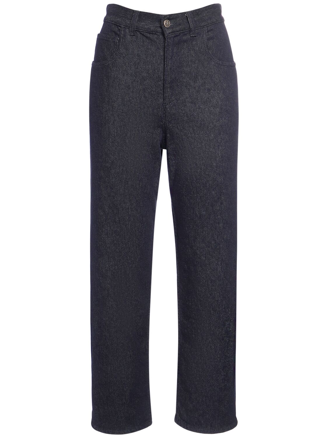 Moncler Cropped Denim Jeans In Navy