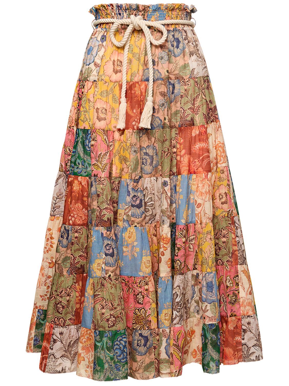 Image of Junie Tiered Cotton Midi Skirt