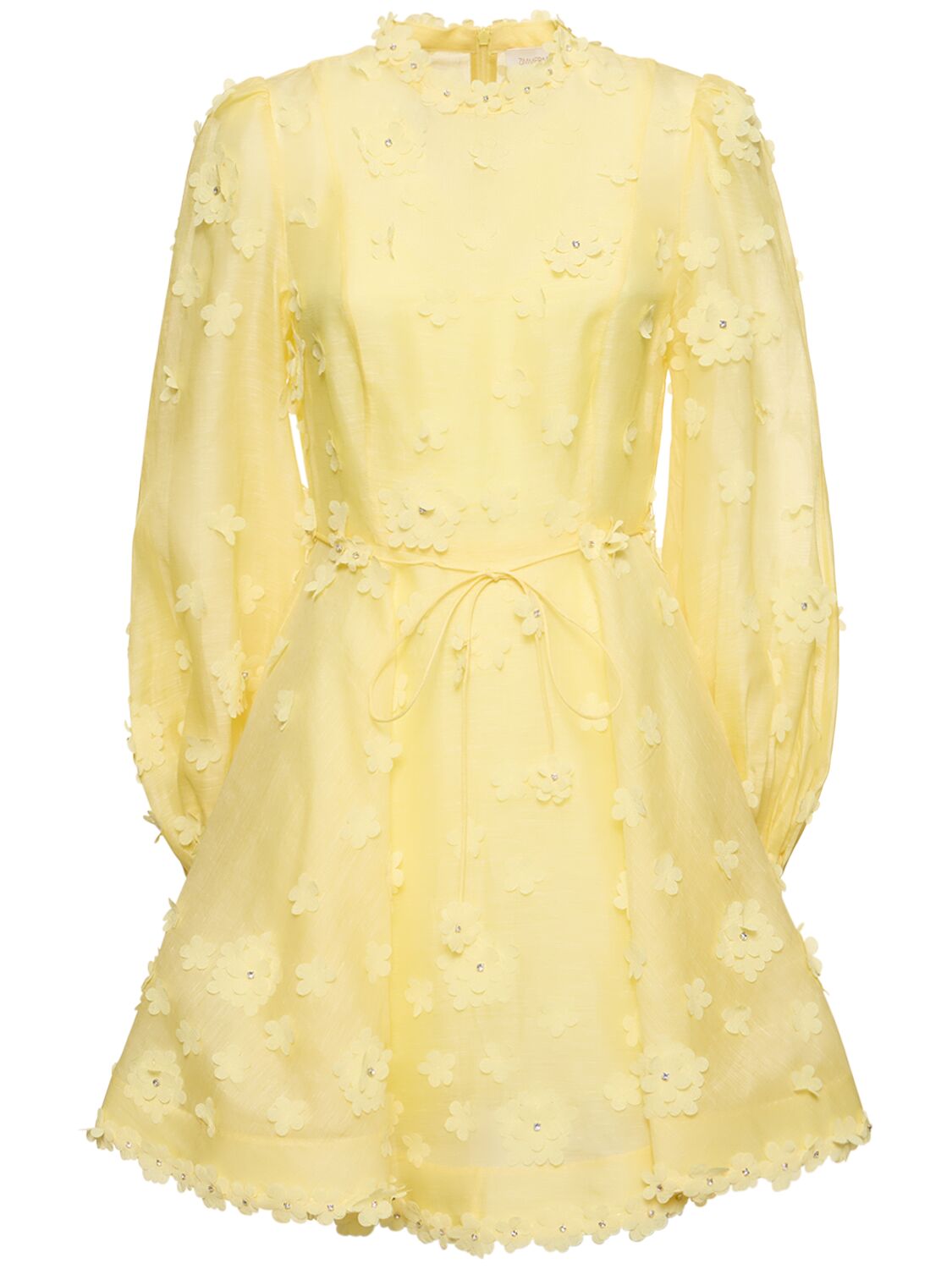 Shop Zimmermann Matchmaker Lift Off Linen Mini Dress In Yellow
