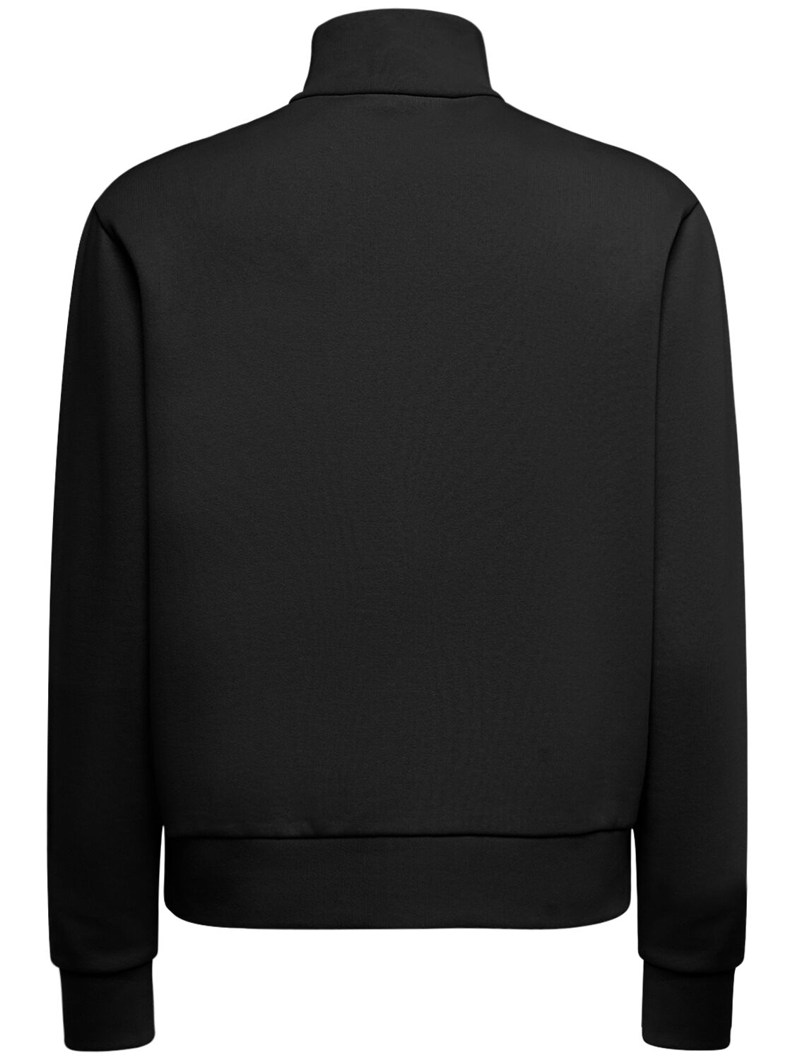 Shop Moncler Zip-up Cotton Turtleneck Sweatshirt In Smoky Black