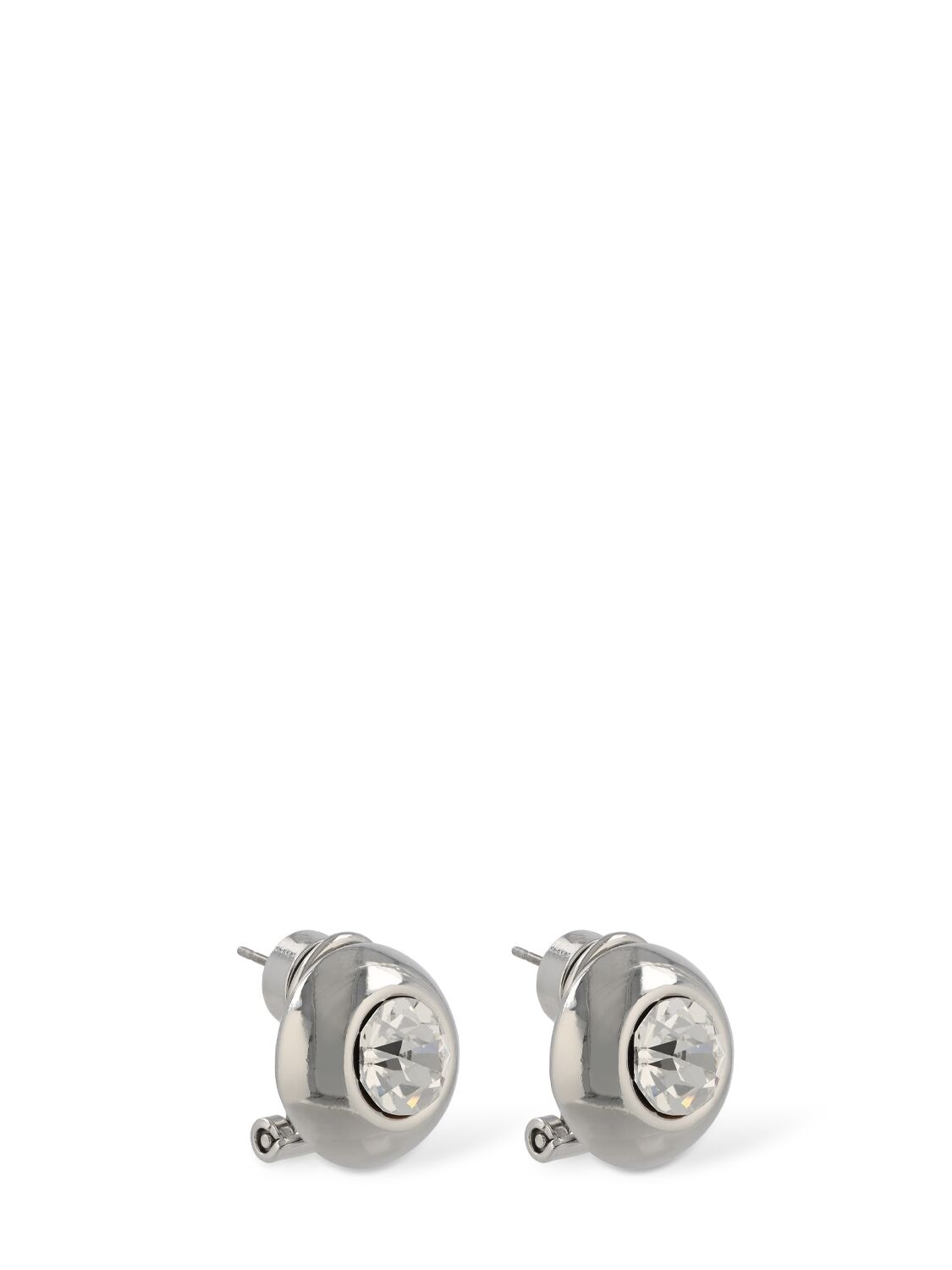 Shop Area Crystal Dome Stud Earrings In Silver